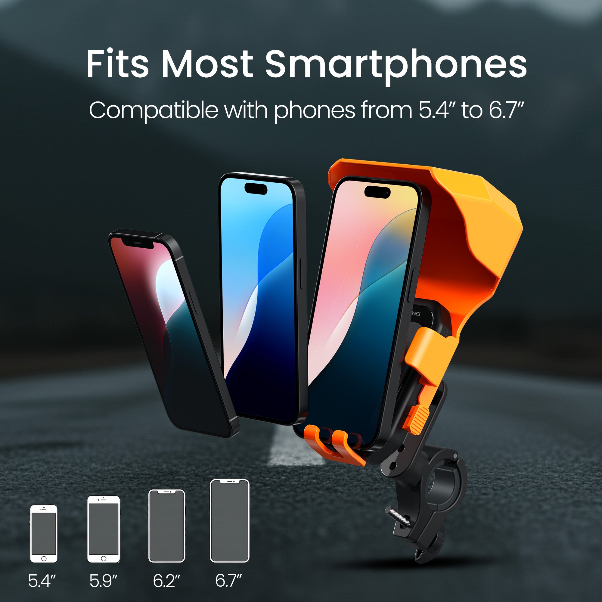 Portronics Mobike 4 Plus Mobile Holder | Wide smartphone compatibility from 5.4 to 6.7 inches | universal mobile holder suitable for bikes scooters and two-wheelers