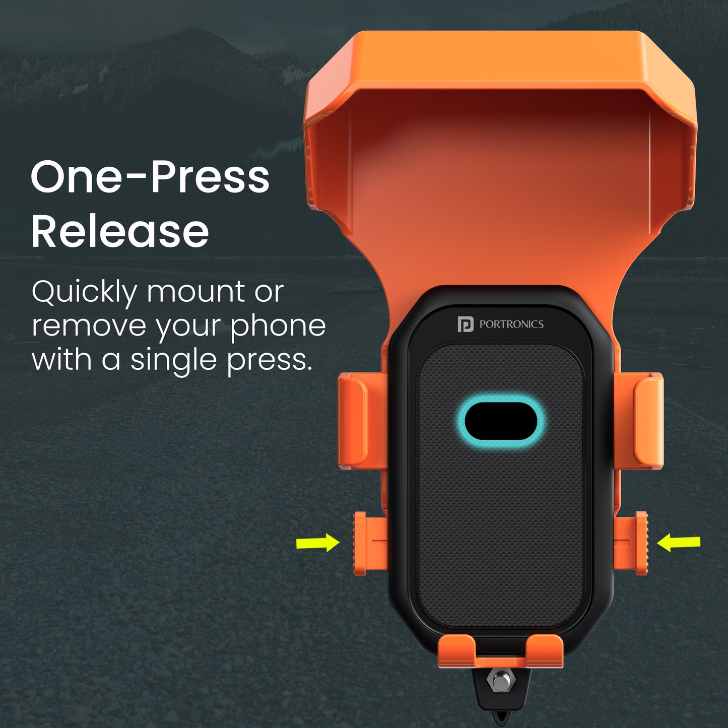 Portronics Mobike 4 Plus Portronics Mobile Holder | Quick one-hand phone mounting with secure locking | bike mobile holder for safe riding and distraction-free access