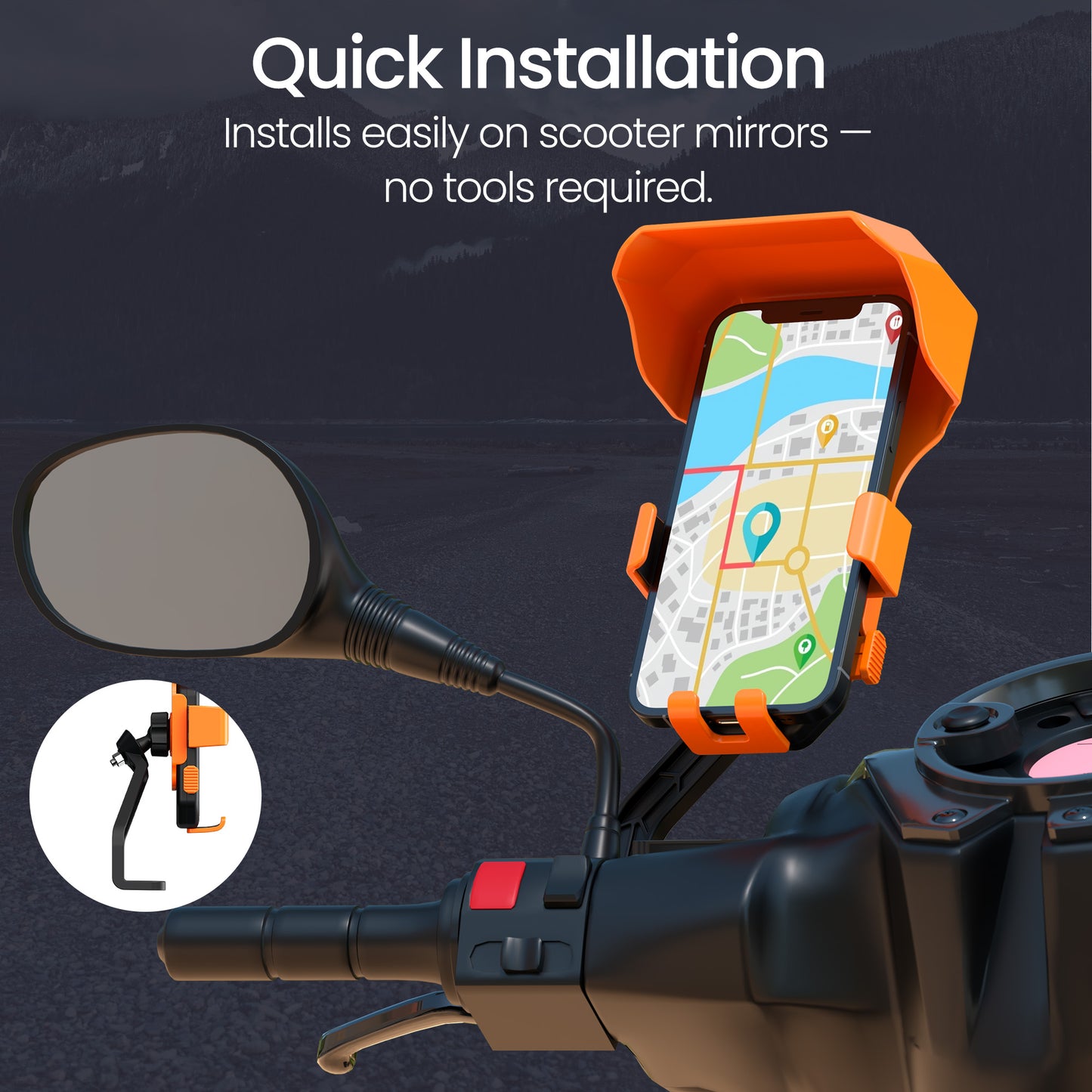 Portronics Mobike 5 Plus Mobile Holder for Bike | Tool-free installation with wide phone compatibility | mobile holder for bike riders using navigation and calls