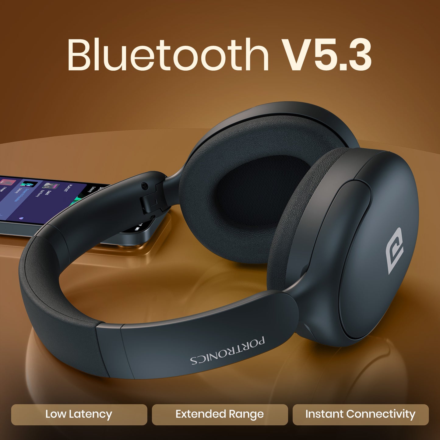 Portronics Muffs M5 Wireless Bluetooth Headphone | Compatible with iPhone & Android, Seamless Connectivity via Bluetooth 5.3 | Wireless Bluetooth Headphones, AUX Headphone, Bluetooth Headphone