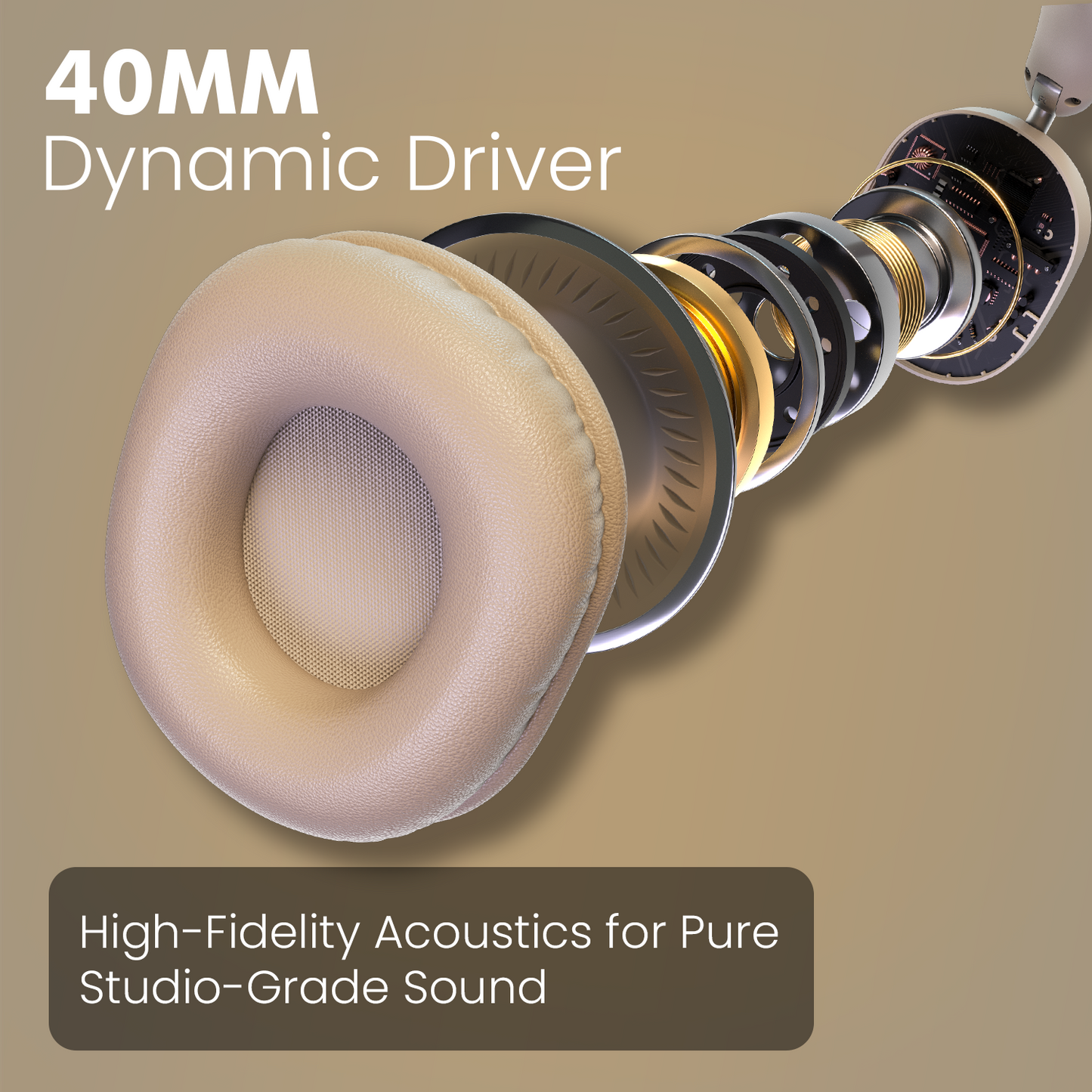 Beige Portronics Muffs M6 Best Headphones Under 5000 | Perfect for music lovers with 40mm drivers and Bluetooth 5.4 connectivity | best headphones under 5000 offering premium sound