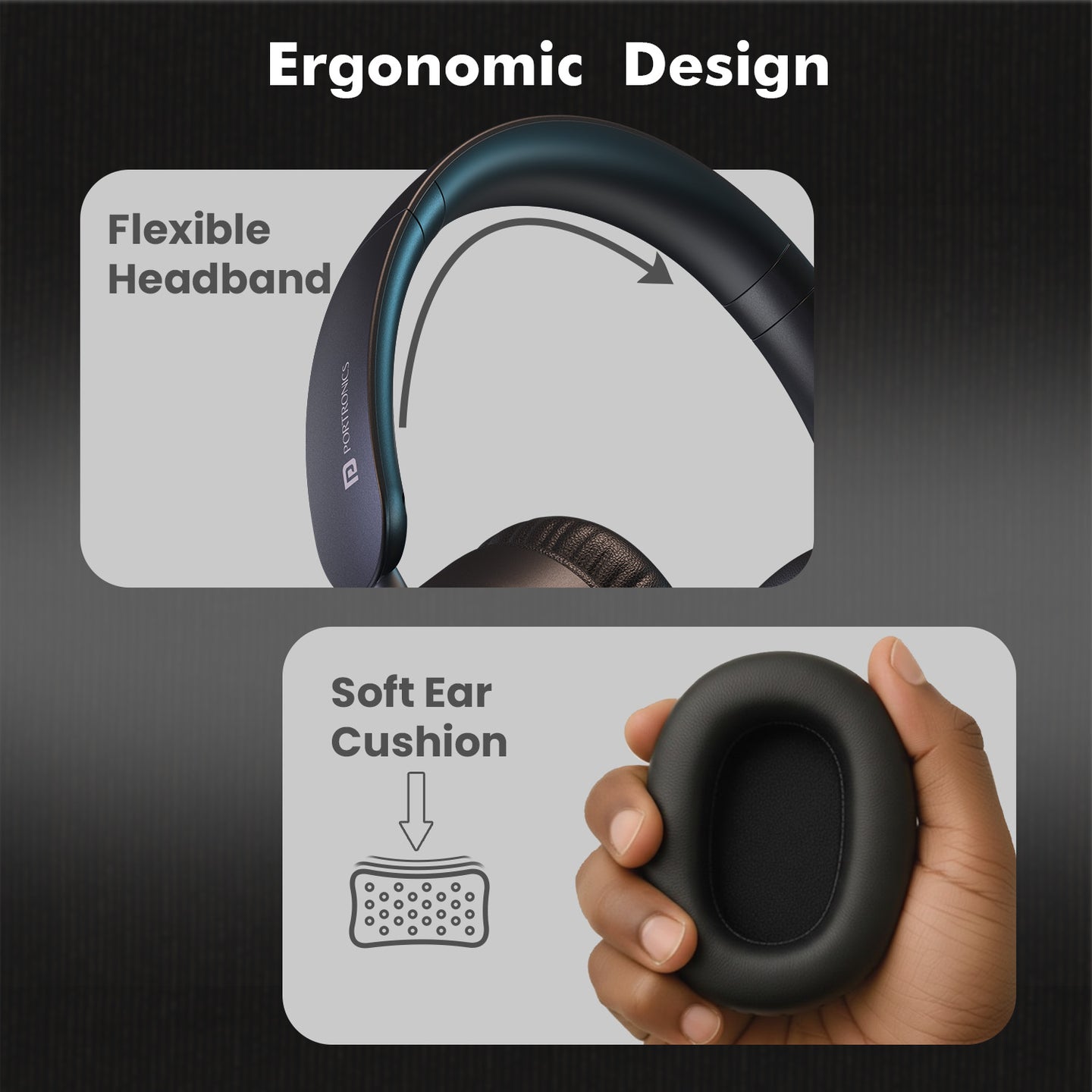 Portronics Muffs M6 Wireless Over Ear Bluetooth Headphones with 40H Battery Life and Mic for Calls headphones price comparison image - view 6