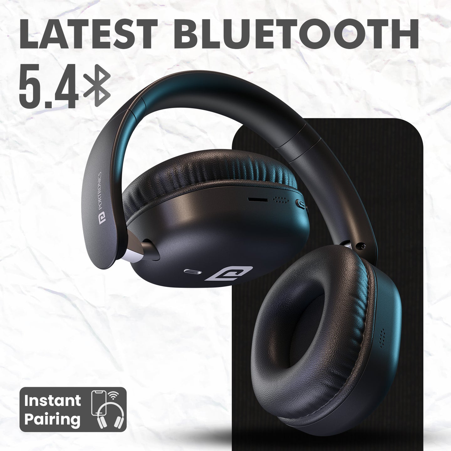 Portronics Muffs M6 Wireless Over Ear Bluetooth Headphones with 40H Battery Life and Mic for Calls headphones thumbnail 4