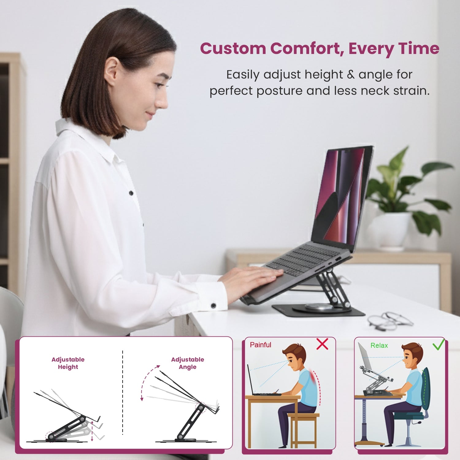 Portronics My Buddy K9 Laptop Stand | Supports up to 15.6-inch devices with better cooling and posture alignment | Reliable adjustable laptop stand for everyday productivity