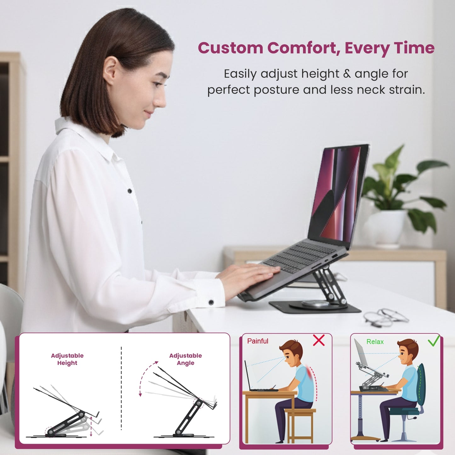 Portronics My Buddy K9 Laptop Stand | Supports up to 15.6-inch devices with better cooling and posture alignment | Reliable adjustable laptop stand for everyday productivity