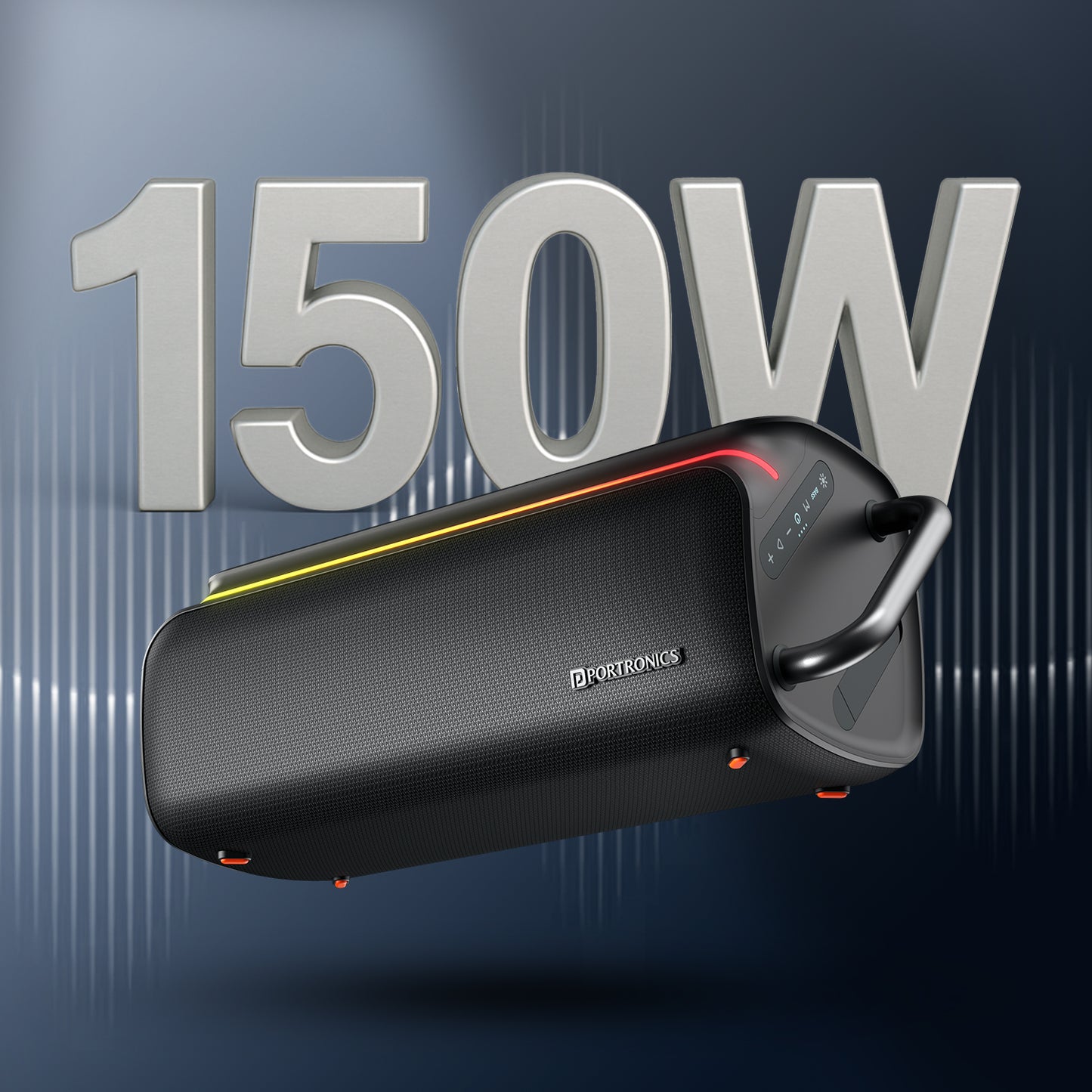 Powerful Wireless Party Speaker with Wireless Microphone | Portronics Nebula X 150W Portable Bluetooth Speaker with Deep Bass & RGB Lights