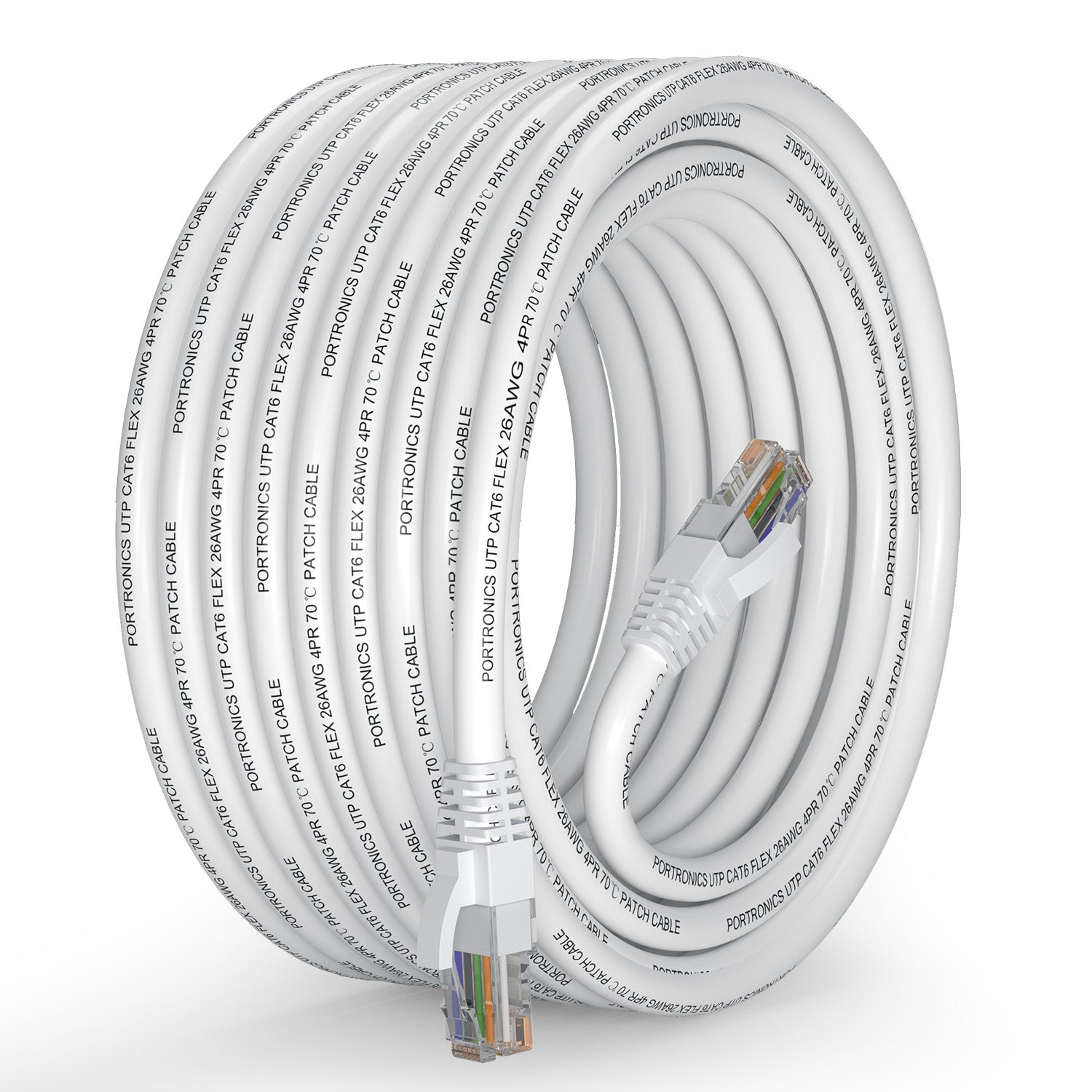 White Portronics Net X10 CAT 6 Cable | High-speed LAN connectivity for gaming, streaming and CCTV setups | Reliable ethernet cable for smooth data transfer| best computer accessories online