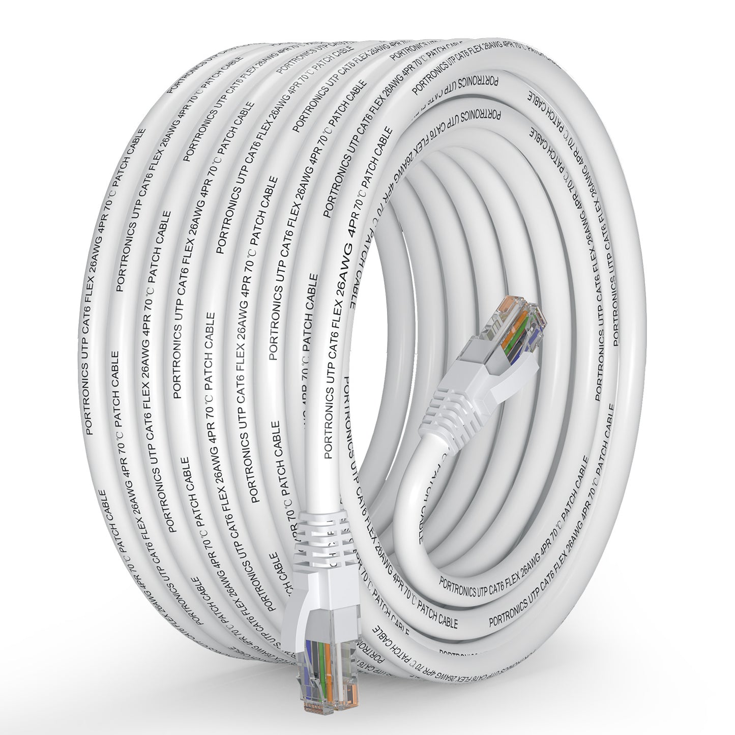 White Portronics Net X10 CAT 6 Cable | High-speed LAN connectivity for gaming, streaming and CCTV setups | Reliable ethernet cable for smooth data transfer| best computer accessories online