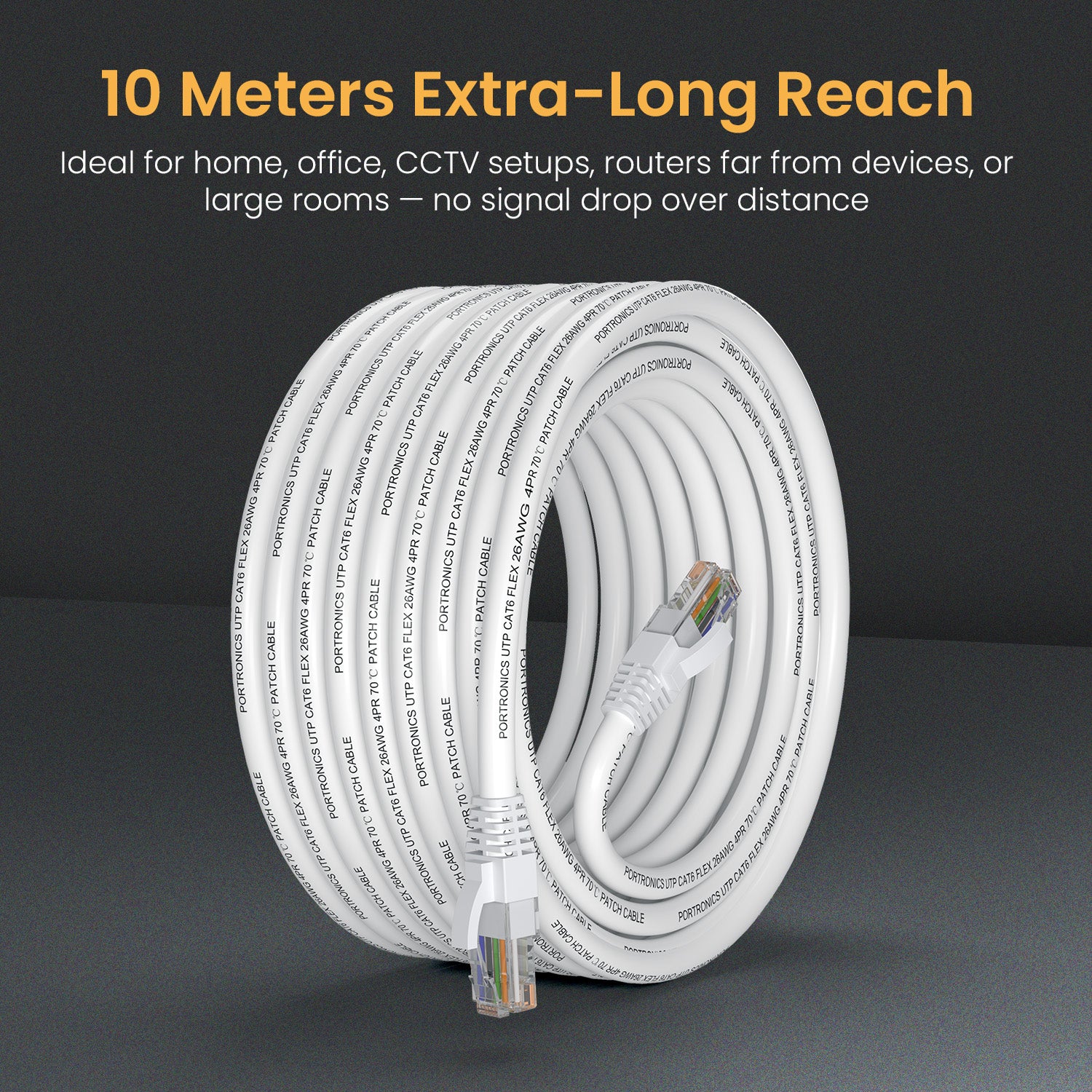 White  Portronics Net X10 Extension Cable | Designed for long-range connectivity across rooms and offices | Functional USB extension cable for TV and essential computer accessories online