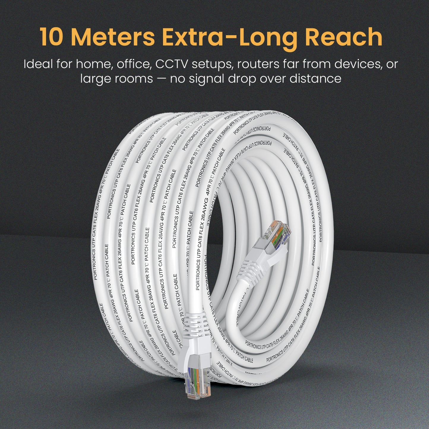 White  Portronics Net X10 Extension Cable | Designed for long-range connectivity across rooms and offices | Functional USB extension cable for TV and essential computer accessories online