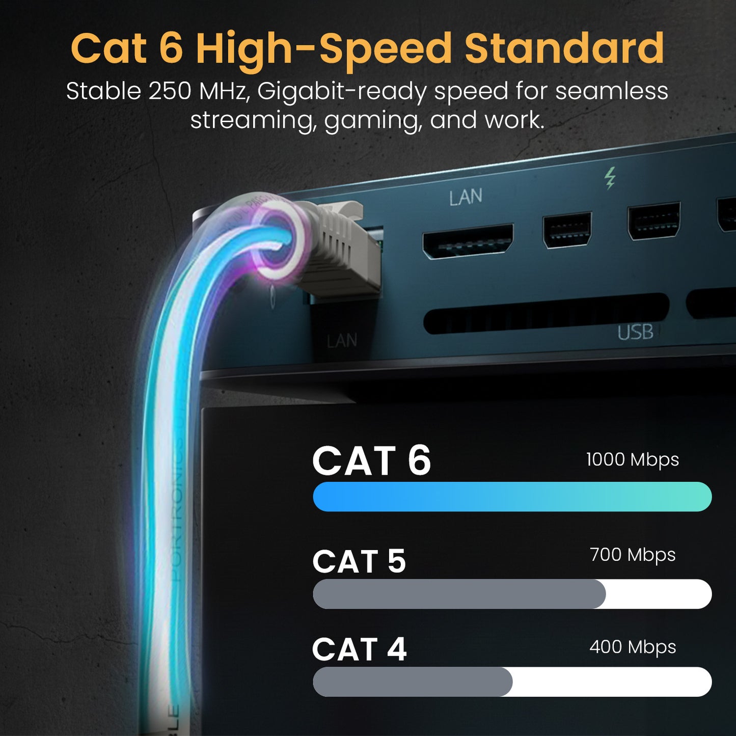Grey Portronics Net X10 LAN Cable | CAT 6 certified for lag-free internet, gaming and 4K streaming | Strong ethernet cable offering stable data transfer for multiple devices