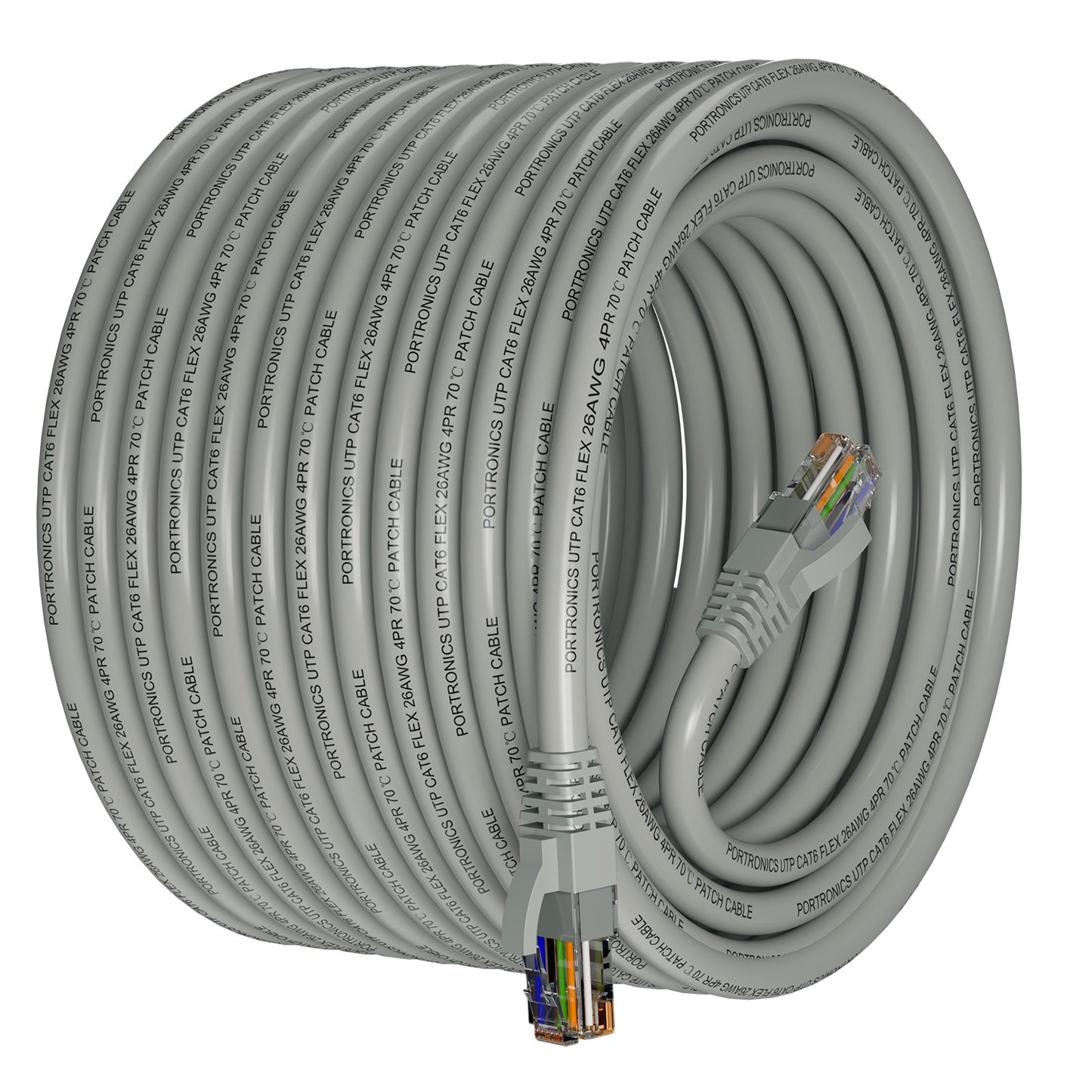 Grey Portronics Net X20 Extension Cable | Extra-long Ethernet cable for flexible device placement | lan cable covers long distances easily