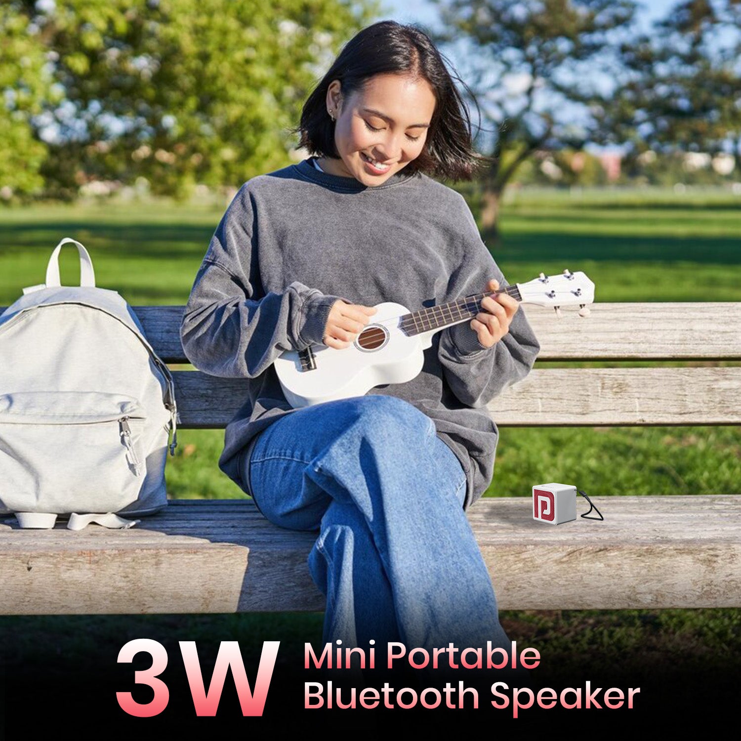 White Portronics Nugget 3W | Mini Bluetooth Speaker with 4 Hours Playtime, AUX & FM Support, Premium Finish & Hand-Free Calling | Wireless Mini Speaker, Portable Bluetooth Speaker