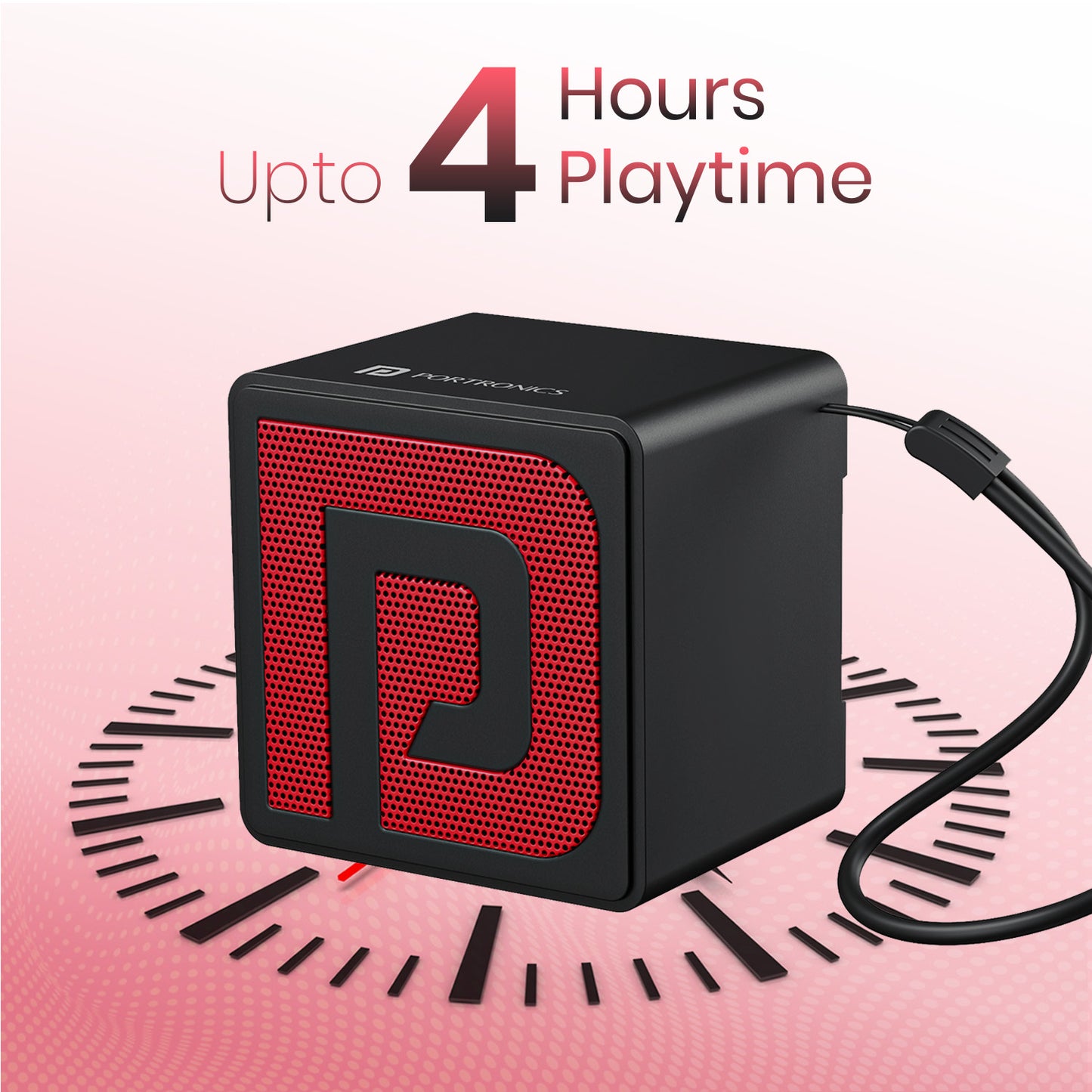 Black Portronics Nugget 3w portable wireless buletooth speaker with 4hr playtime| Nugget 3w portable light weight buletooth speaker| mini speaker has built-in microphone for handsfree call