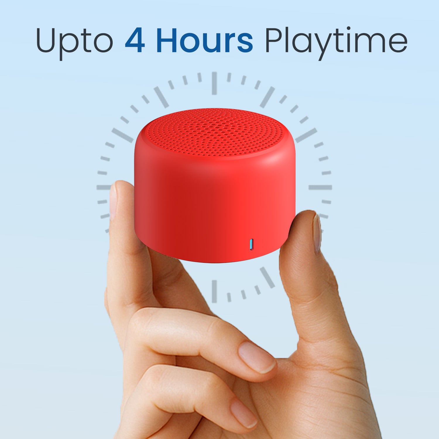 Red Portronics Pico Mini Portable Bluetooth Speaker | Lightweight Wireless Speaker with Type-C Fast Charging for longtime play