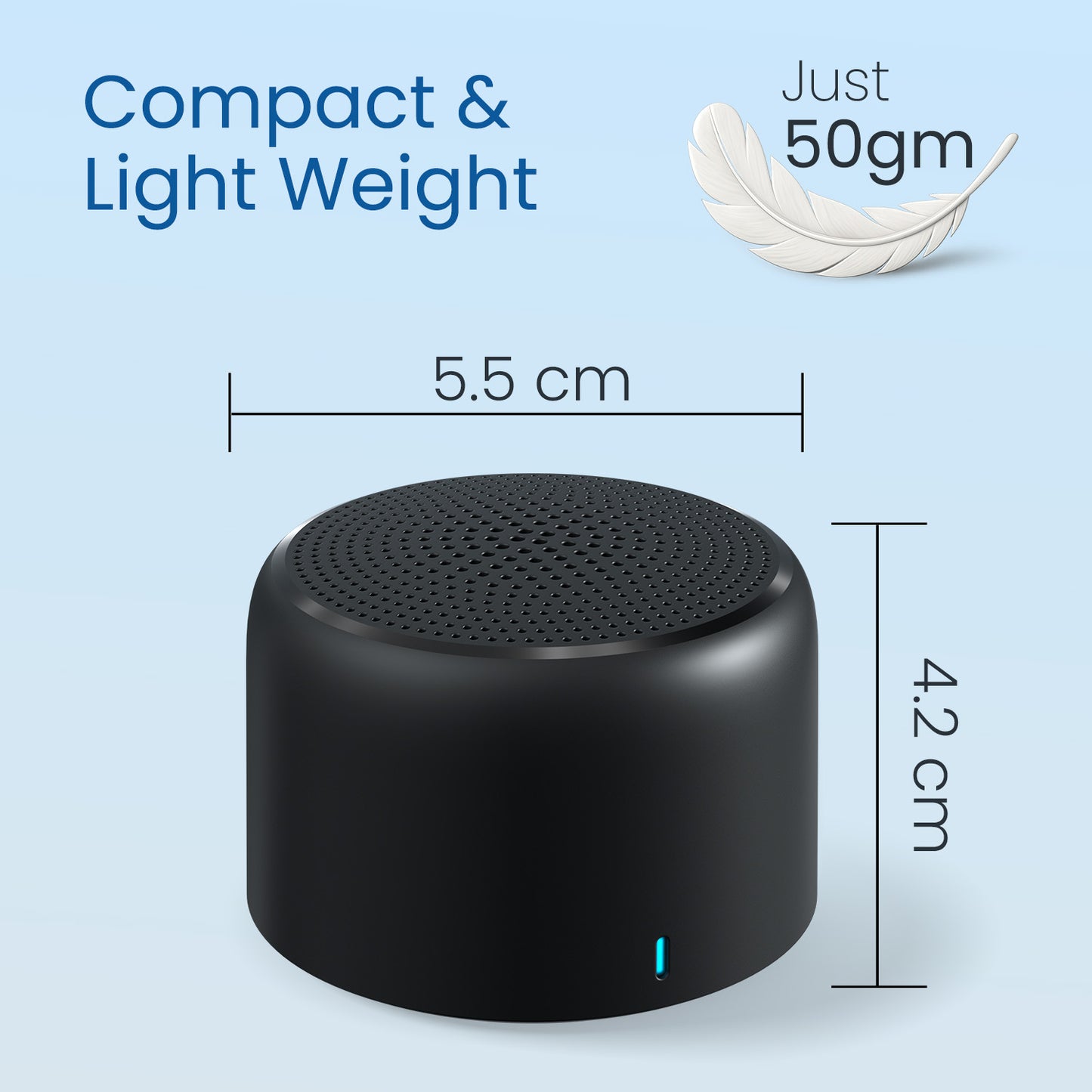Black Portronics Pico Mini Wireless Speaker | Compact Portable Bluetooth Speaker with HD Sound for Travel & Parties| Portable mini speaker for traveller