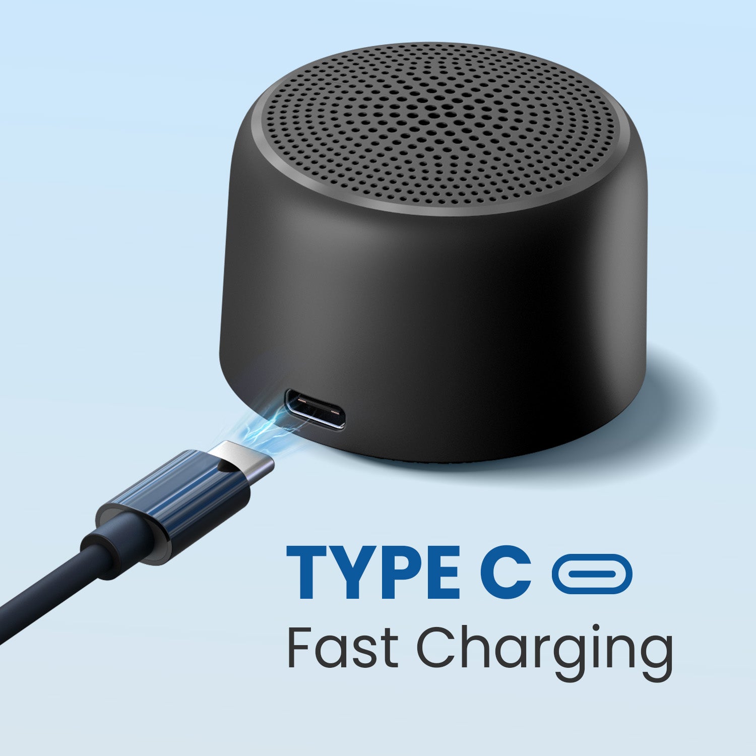 Black Portronics Pico Wireless Mini Speaker | Portable Mini Bluetooth Speaker with Rechargeable Battery & Fast Charging| best type c charging mini speaker