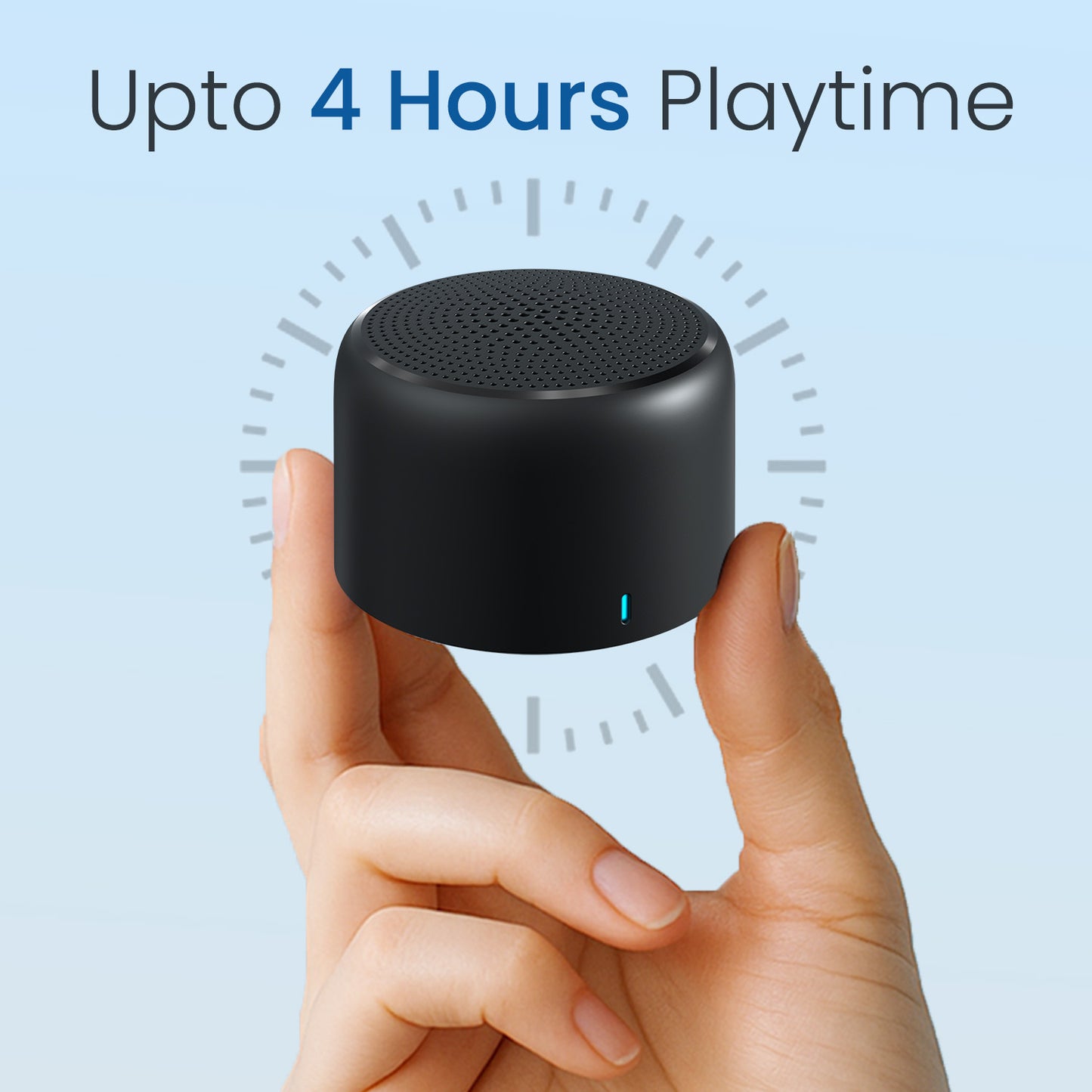 Black Portronics Pico Portable Speaker | Mini Wireless Bluetooth Speaker with Rechargeable Battery & Type-C Charging