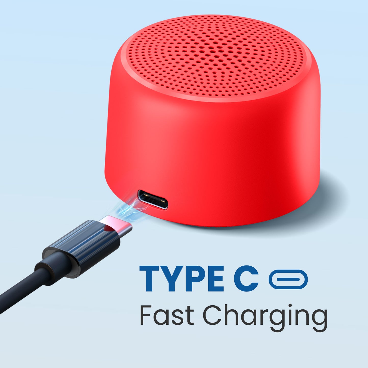 Red Portronics Pico Mini Bluetooth Speaker | Compact Wireless Mini Speaker with Rechargeable Battery Backup| mini speaker with type c charging