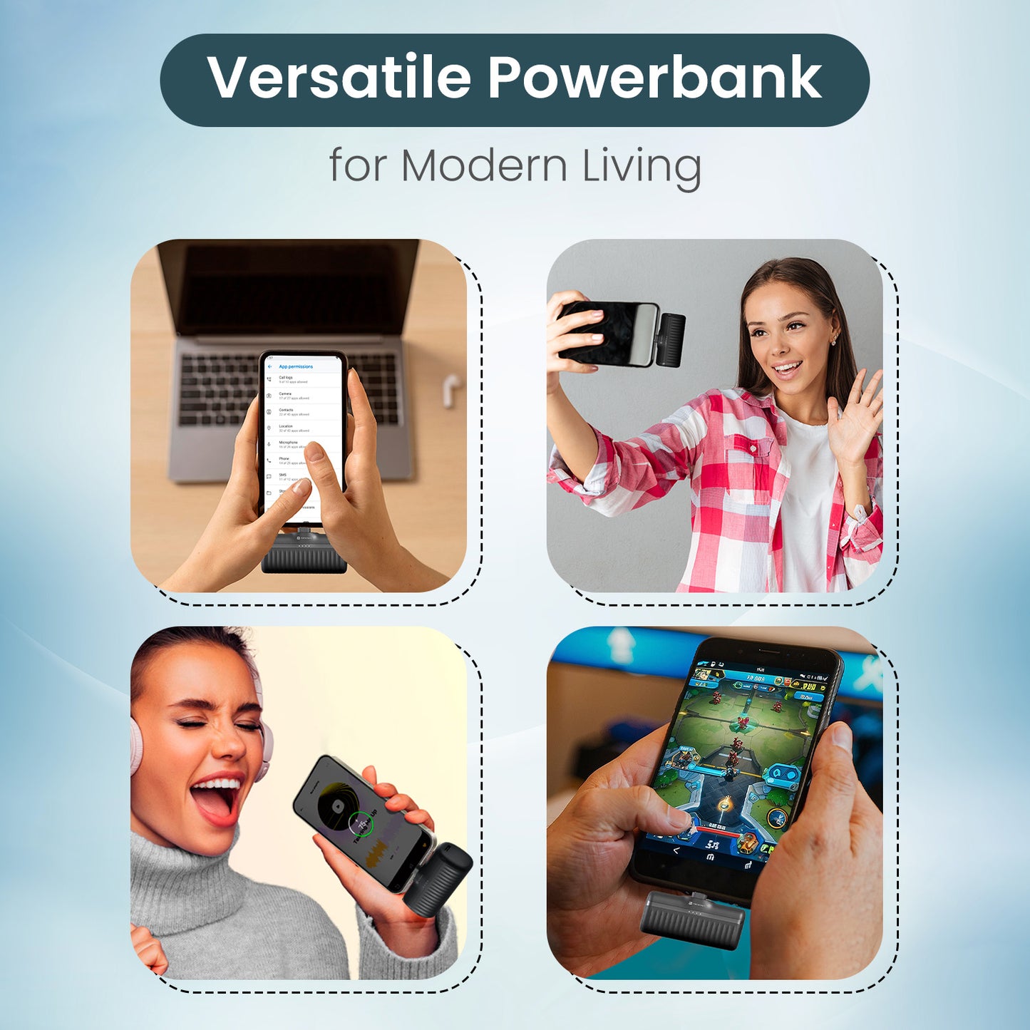 Black Portronics Power Pebble pocket power bank 5000mAh ultra-slim body and LED battery indicator for daily use
