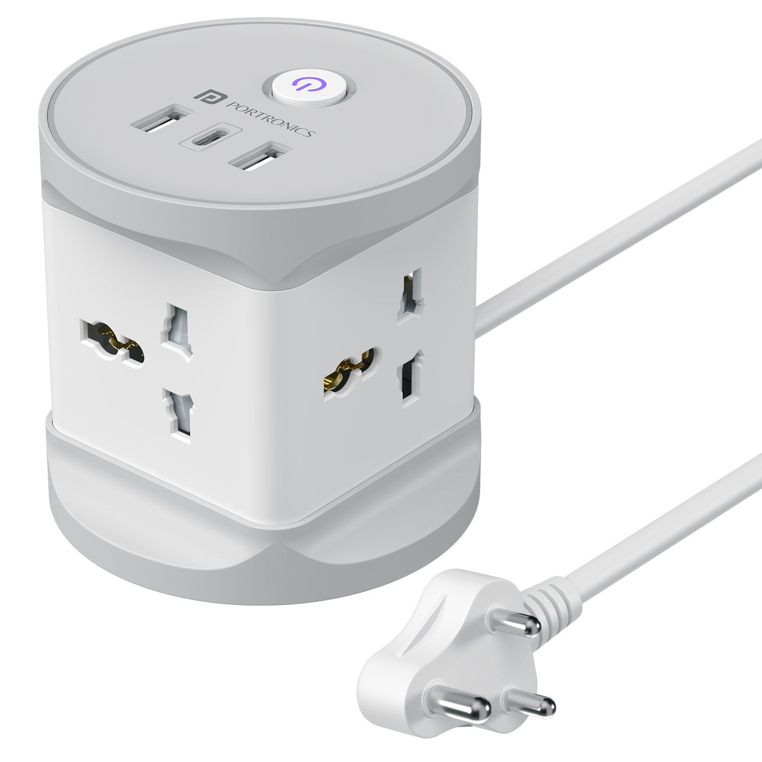 Portronics Power Plate 9 Pro Multi-Port Power Extension Board | 7-in-1 Power Extender With 4 Universal Sockets, USB Charger Ports, Type-C Fast Charger, and 2m Heavy-Duty Cable for Home & Office