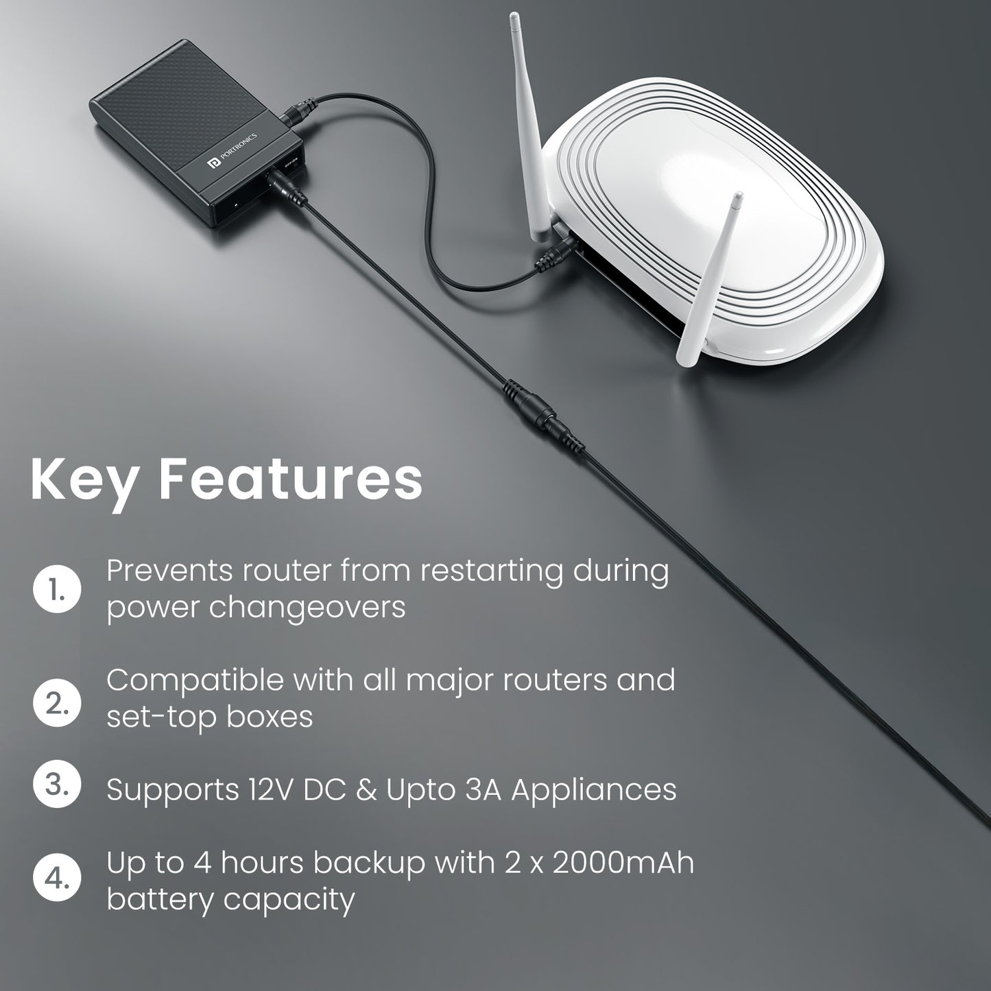 Portronics Power Plus II Smart Battery Backup | Plug-and-Play UPS for Work, Online Classes & Streaming | Smart Battery Backup, Power Bank, Best Power Bank