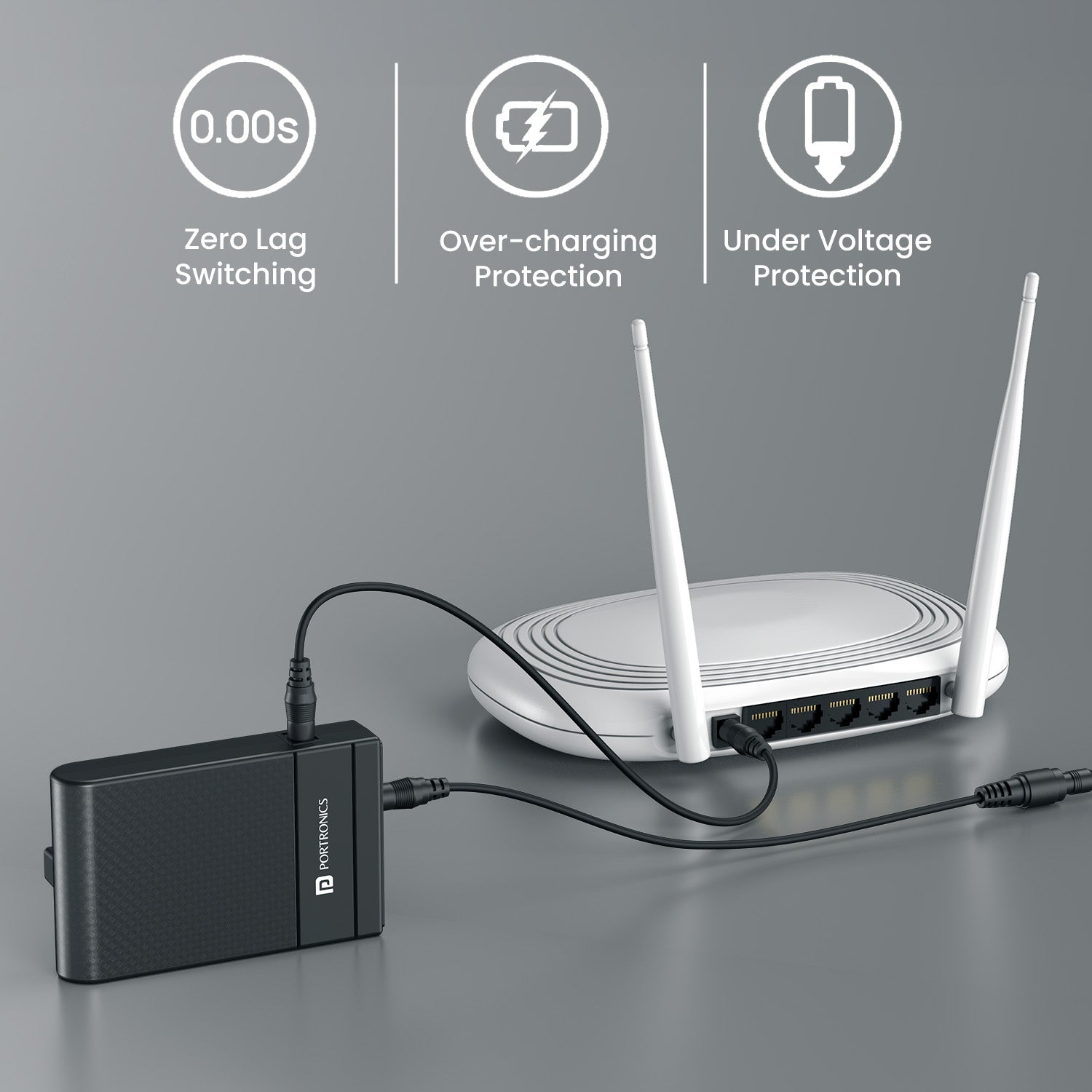 Portronics Power Plus II WiFi Power Bank | 12V DC Router Backup with Automatic Power Switching & 4 Hours Runtime | WiFi Power Bank, Router Power Bank, Smart Battery Backup