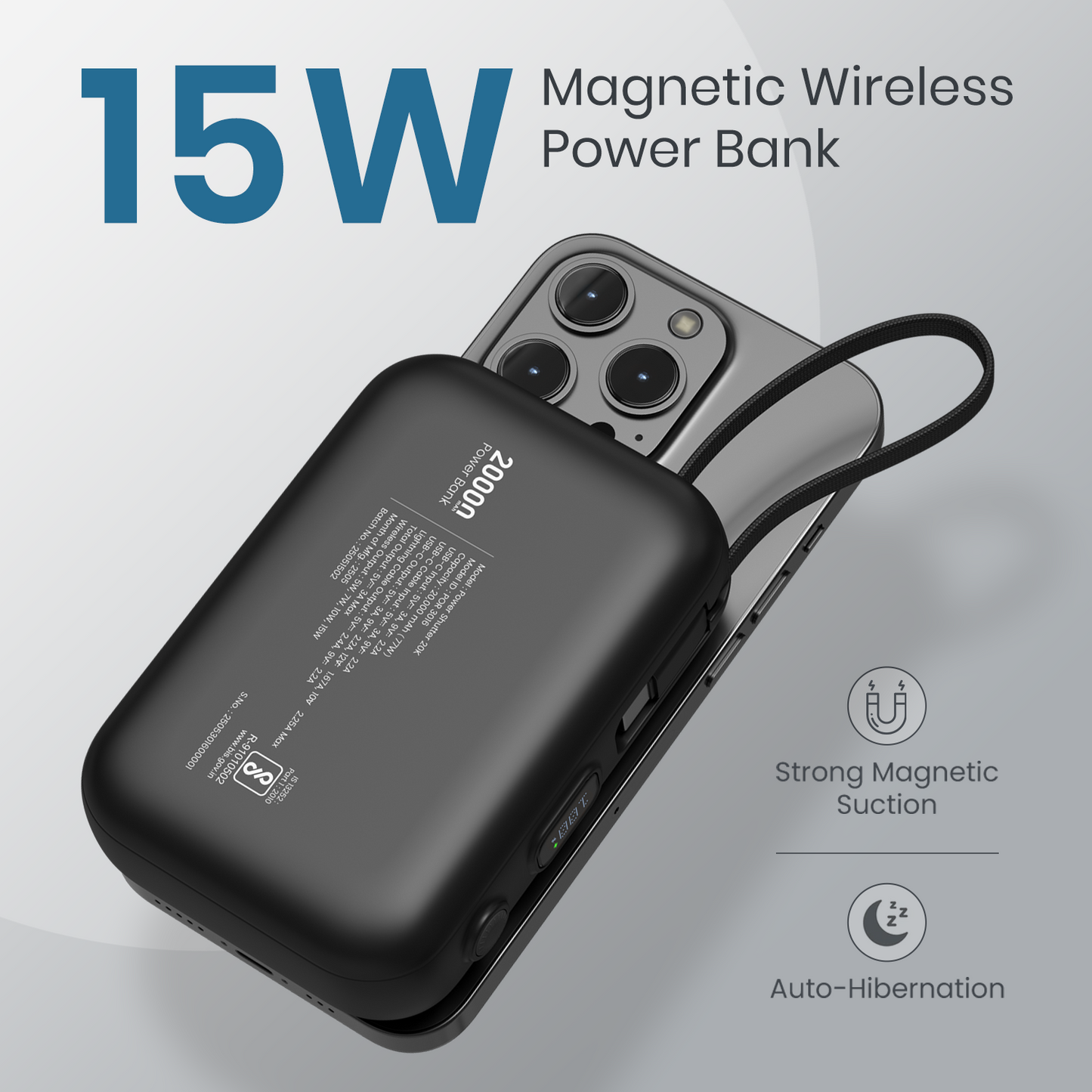 Portronics Power Shutter 20K 20000mAh Magnetic Wireless Charging Power Bank | fast charging power bank | wireless power bank | 15W wireless charging