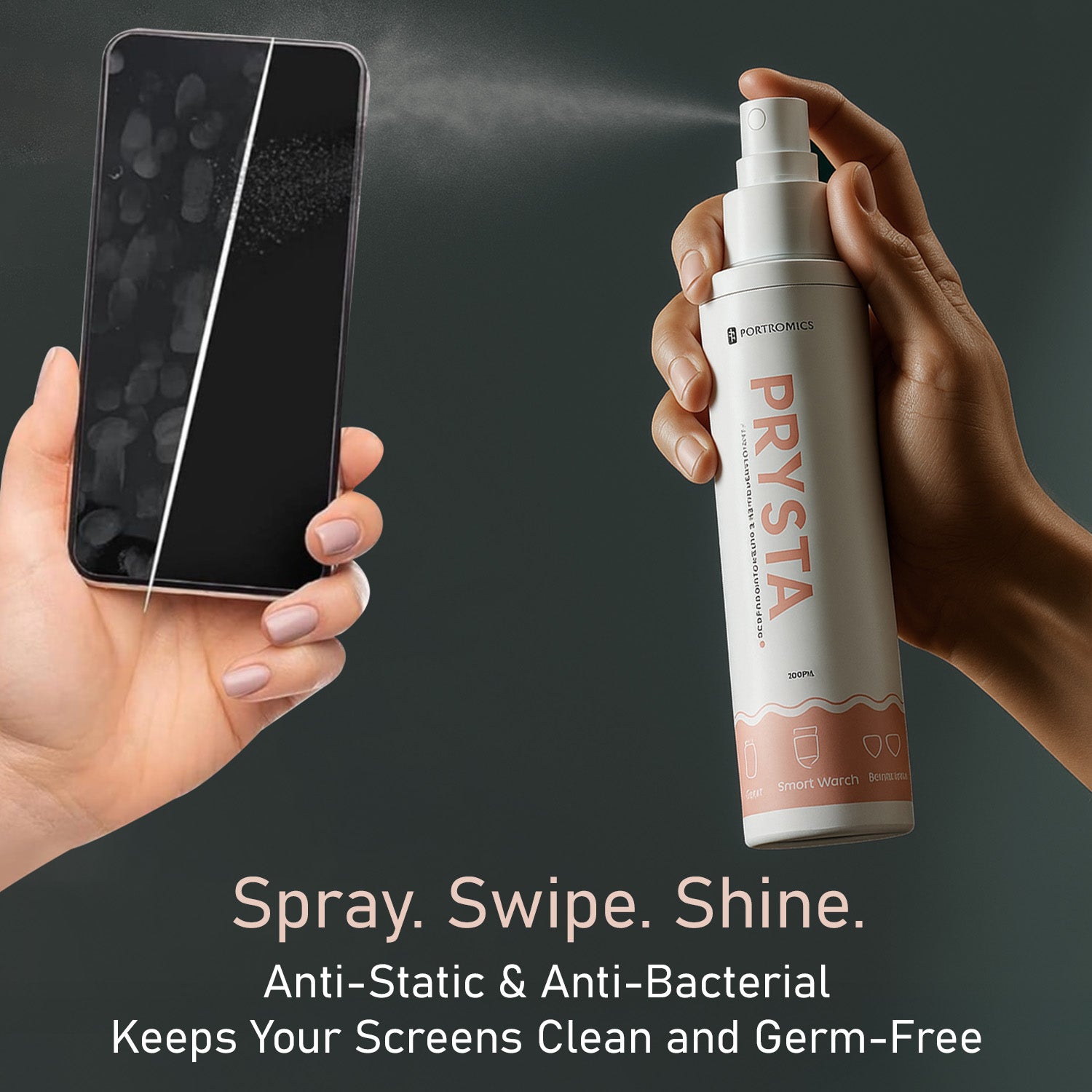 Portronics Prysta | Portable Cleaning Kit and Gadget Cleaner Spray for Phones, Tablets, Smartwatches, and Camera Lenses — Gentle, Fragrance-Free Formula | Portable Cleaning Kit, Smart Cleaner Kit for Earbuds, Gadget Cleaner, Screen Cleaner, Cleaning Kit