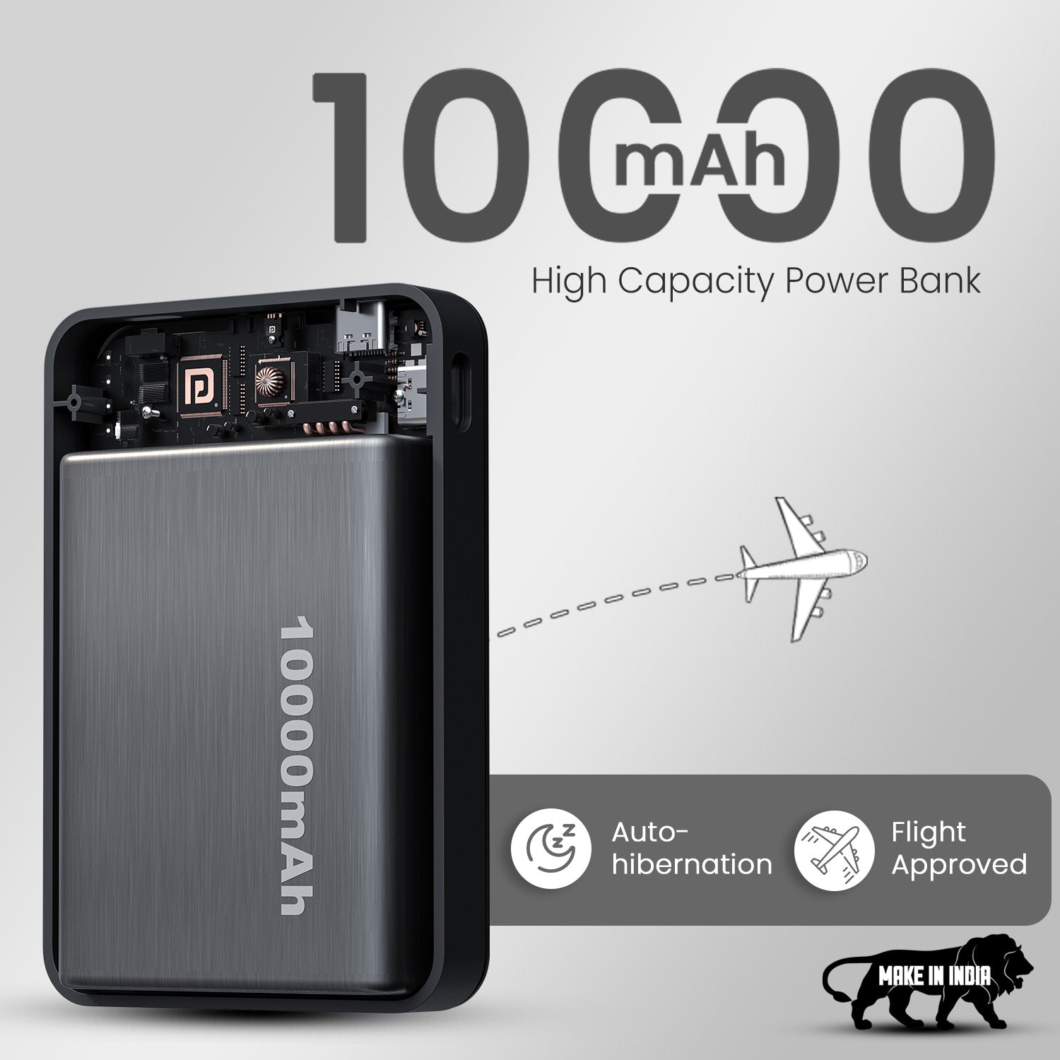 Black Portronics Revvo Portable Power Bank | Compact and Pocket-Friendly Design | Mini Power Bank, Power Bank for Travel and Work