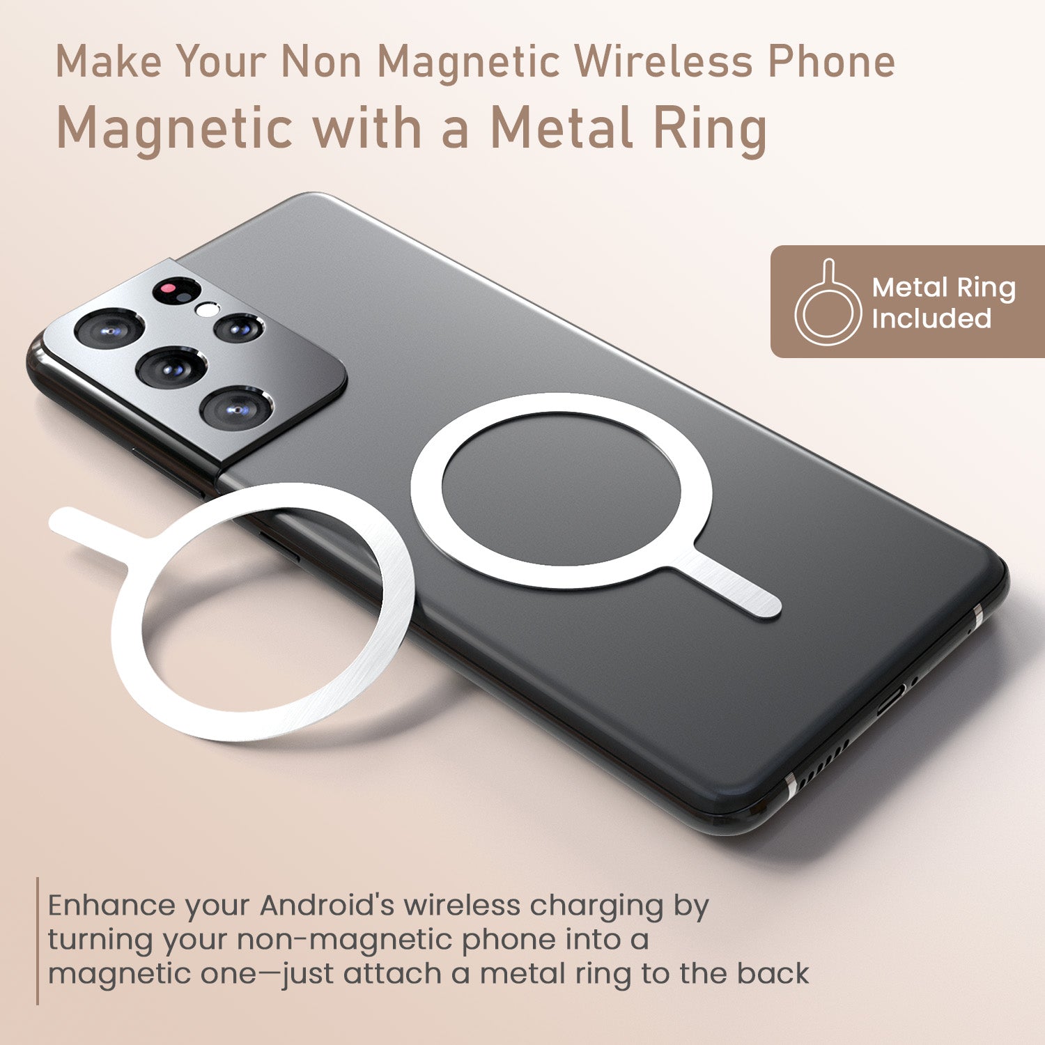 Mocha Portronics Revvo Wireless Power bank | Dual Charging Option – Wired and Wireless | Power Bank 10000mAh with ring, Power Bank for Students