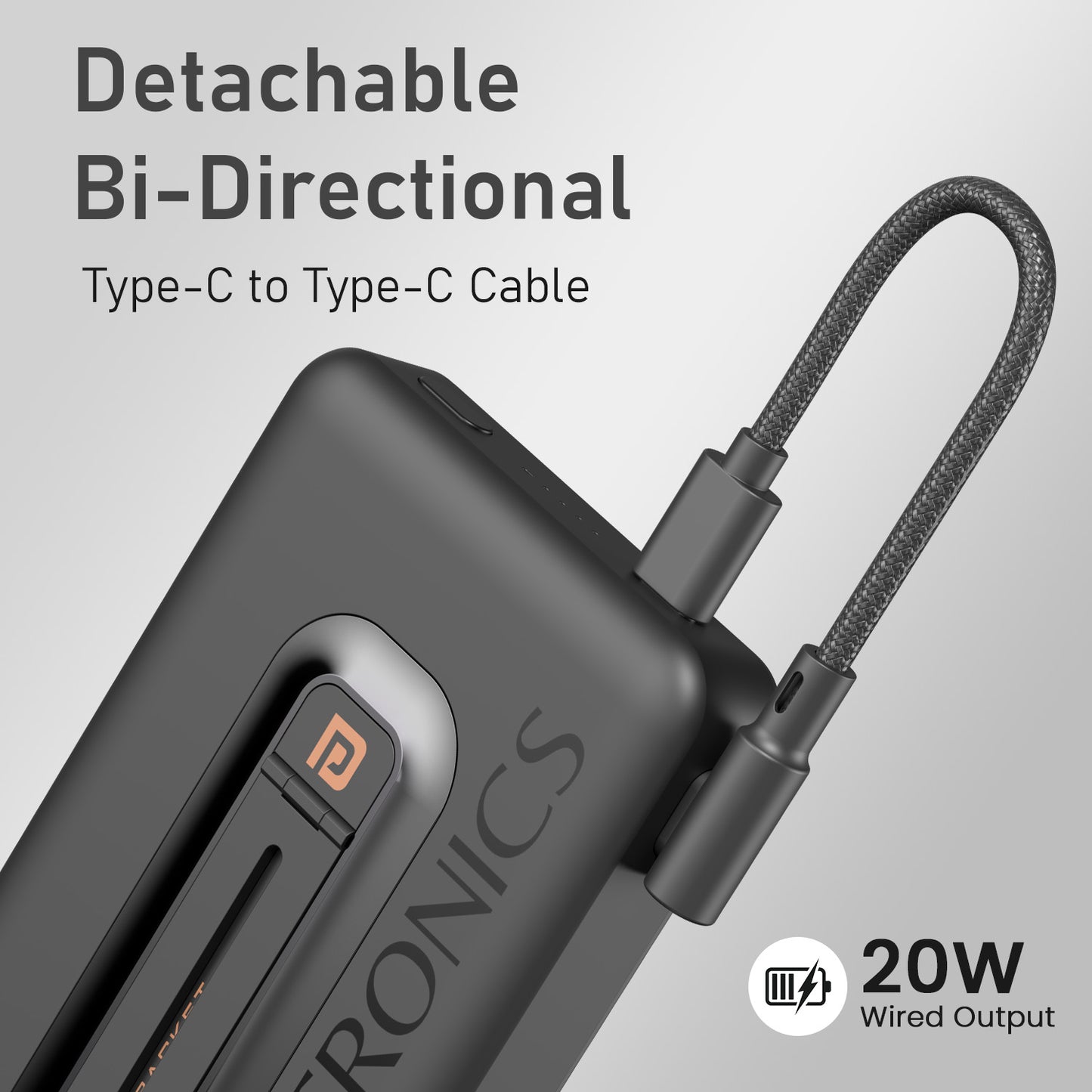 Black Portronics Revvo Wireless Powerbank | 20W Wired + 15W Wireless Fast Charging Output | Best Power Bank in India, Power Bank 10000mAh Price