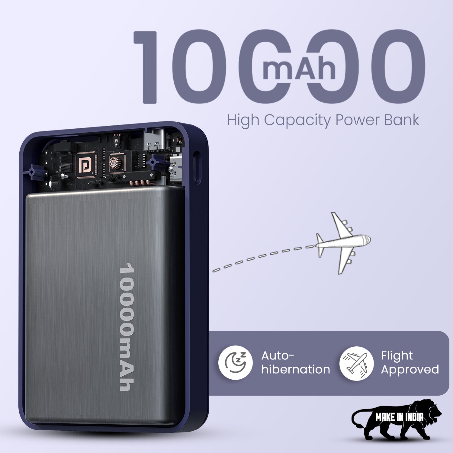 Blue Portronics Revvo Wireless Powerbank | All-Day Battery Backup with MagSafe Stand Feature | Wireless Power Bank for iPhone, Power Bank for Mobile