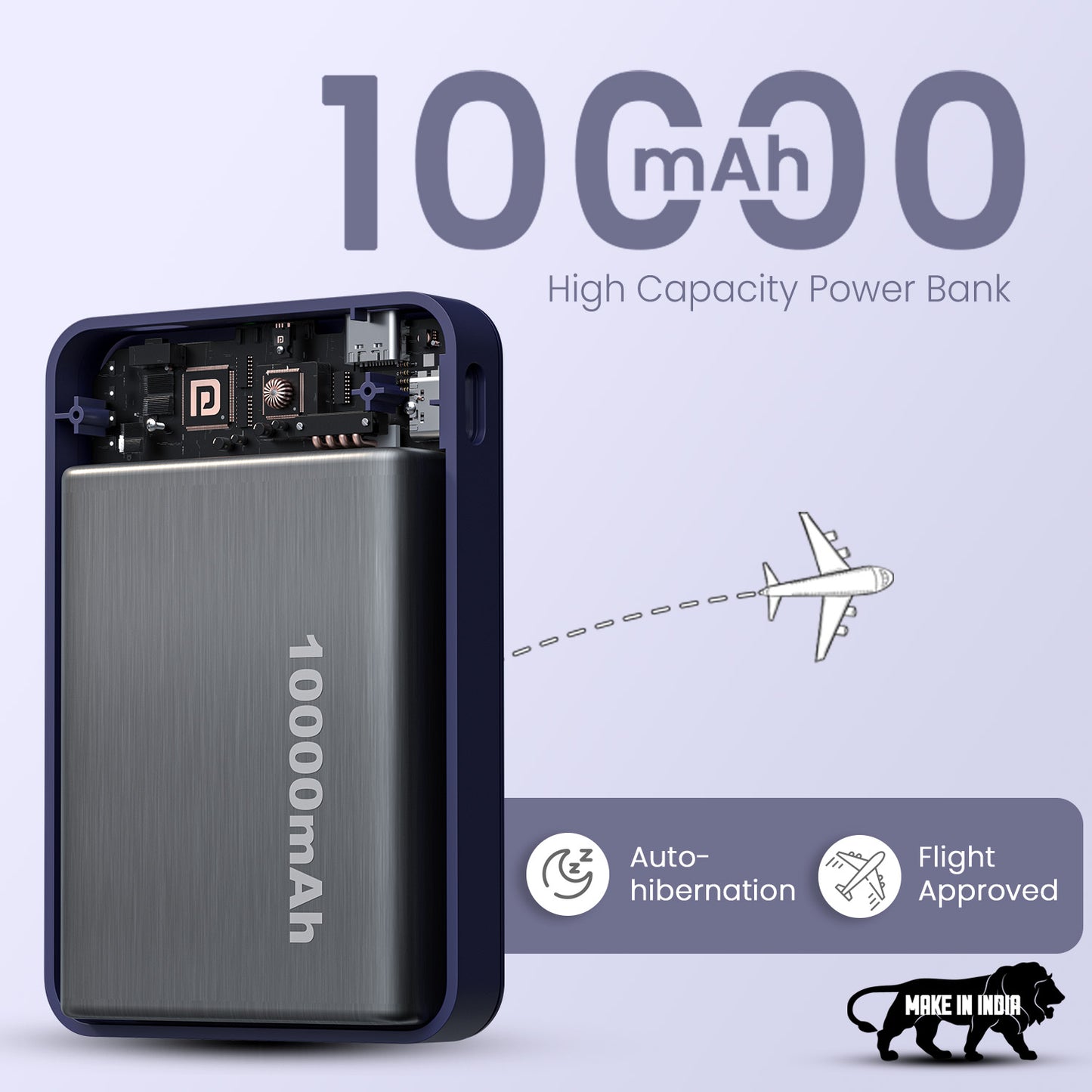 Blue Portronics Revvo Wireless Powerbank | All-Day Battery Backup with MagSafe Stand Feature | Wireless Power Bank for iPhone, Power Bank for Mobile