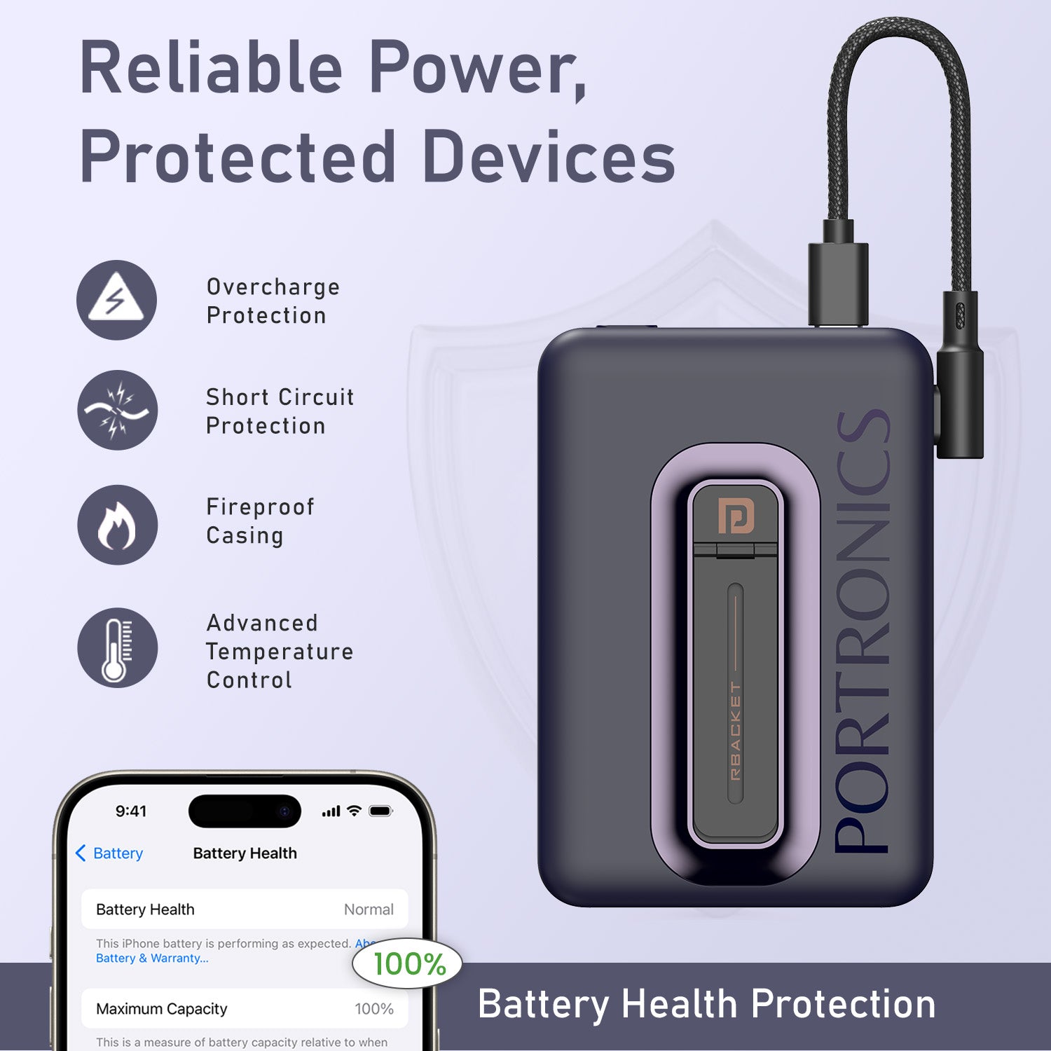 Blue Portronics Revvo Power Bank 10000mAh | Smart LED Display and Modern Matte Finish | Durable Power Bank, Power Bank 10000mAh Price