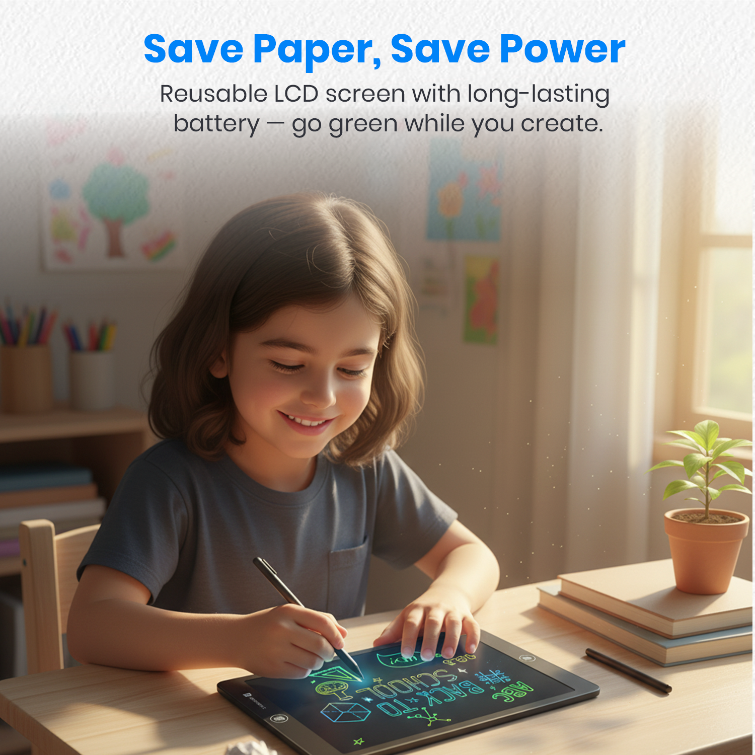 Portronics Ruffpad 16 Lite | Eco-friendly design with reusable writing surface | Reusable Writing Pad helping reduce paper waste with long-lasting use