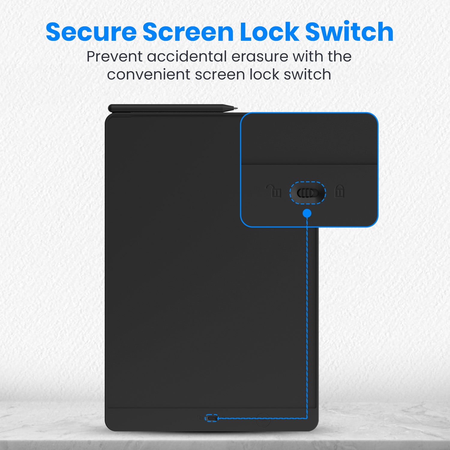 Portronics Ruffpad 16 Lite | Smart screen-lock switch prevents accidental deletion | lcd writing pad ideal for carrying notes and preserving important lists