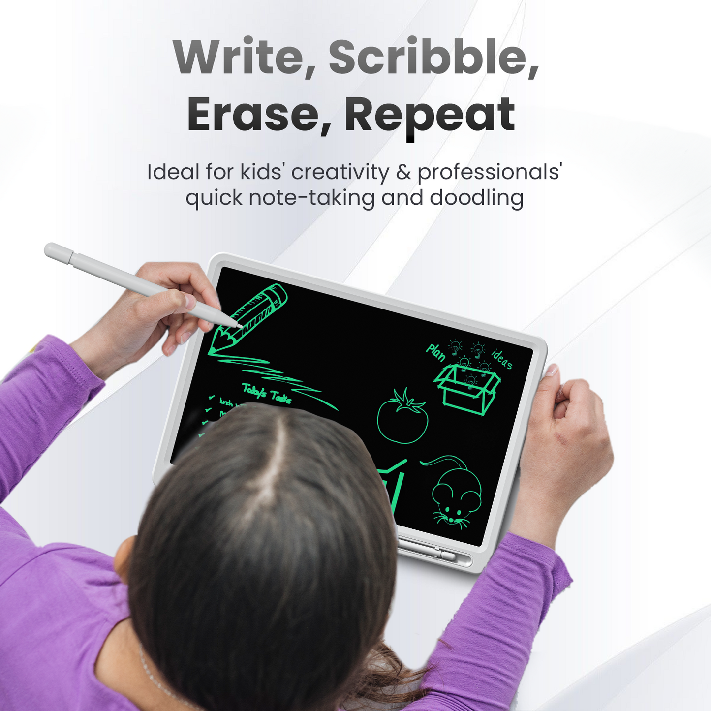 Portronics Ruffpad 21 Pro Digital Writing Pad for Doodling and Note-Taking – Writing Pad for Students with LCD Screen