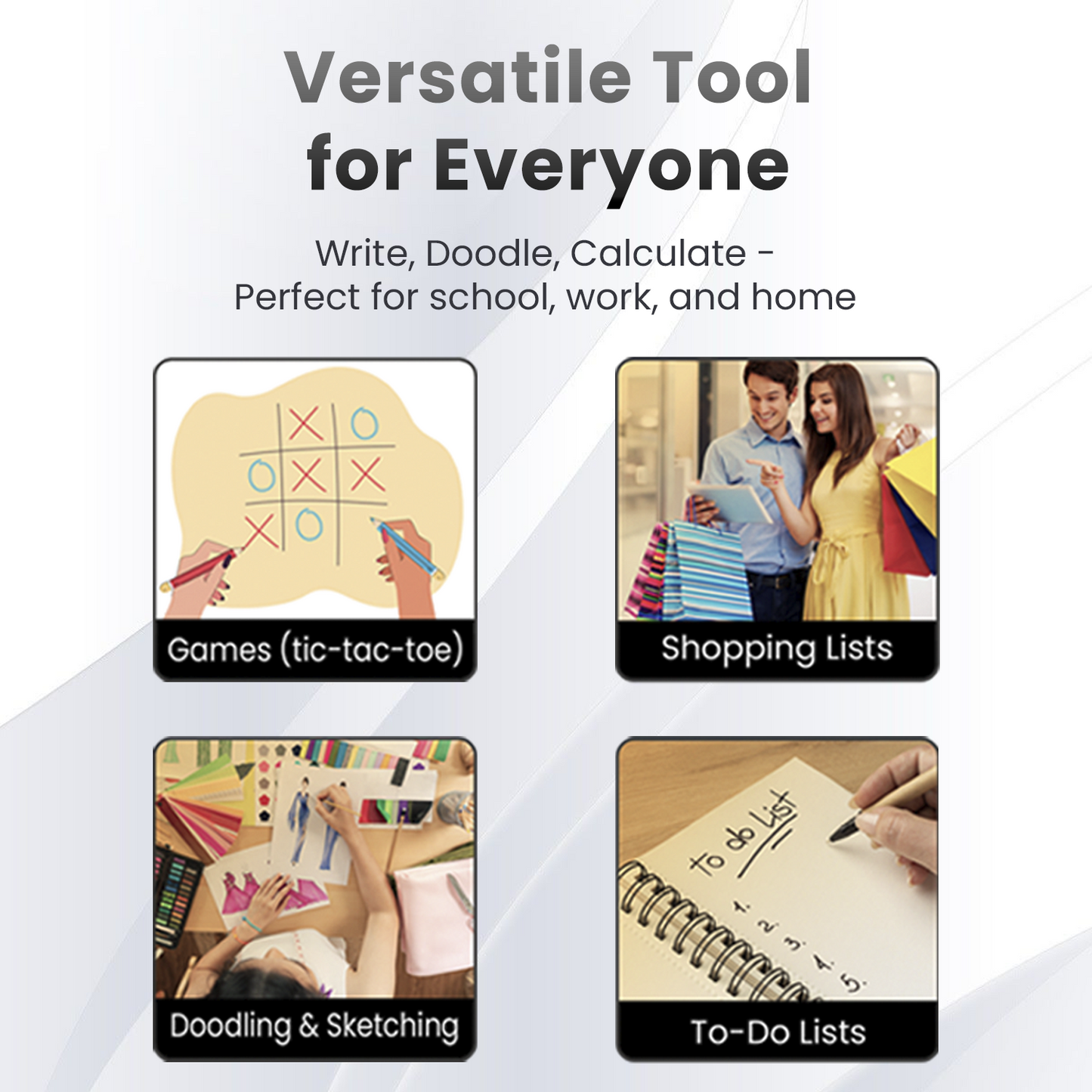 Portronics Ruffpad 21 Pro Reusable Writing Pad – Versatile LCD Notepad for Games, Shopping Lists, Doodling, and To-Do Lists