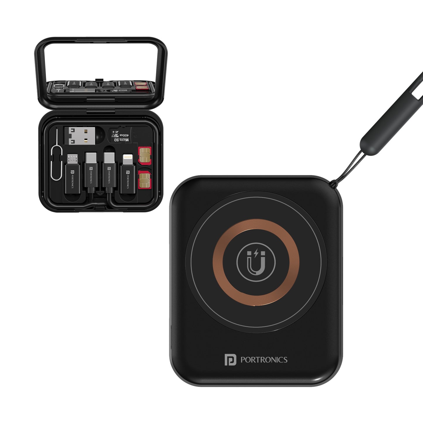 Black Portronics Smartpod Best Magnetic Wireless Charger for iPhone | Strong Alignment and Secure Charging | best magnetic wireless charger for iPhone, wireless charger for iPhone 15