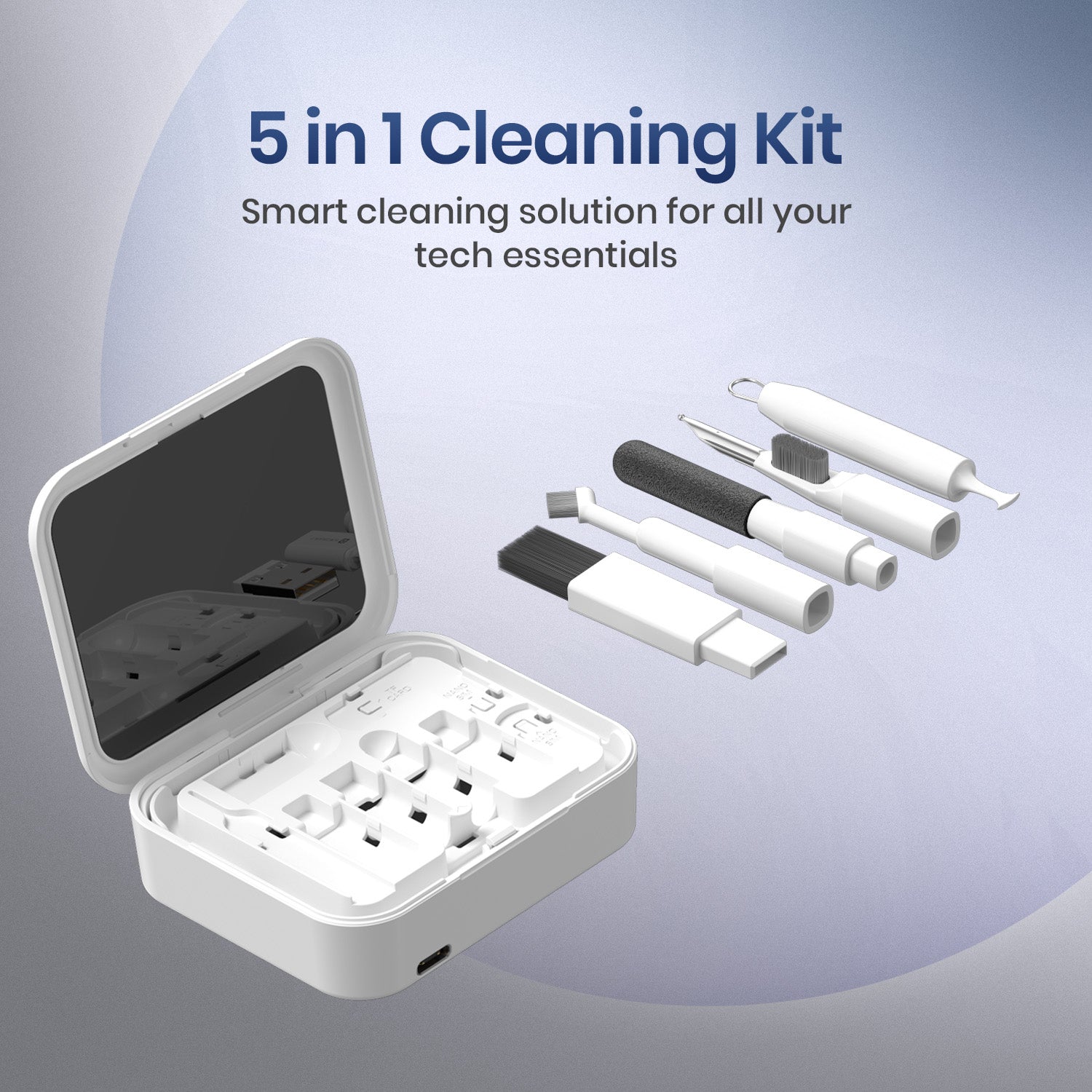 White Portronics Smartpod Wireless Chargers | Multifunctional Fast Charging Data Cable Kit Included | Multifunctional Cable Kit, & Cleaning Kit