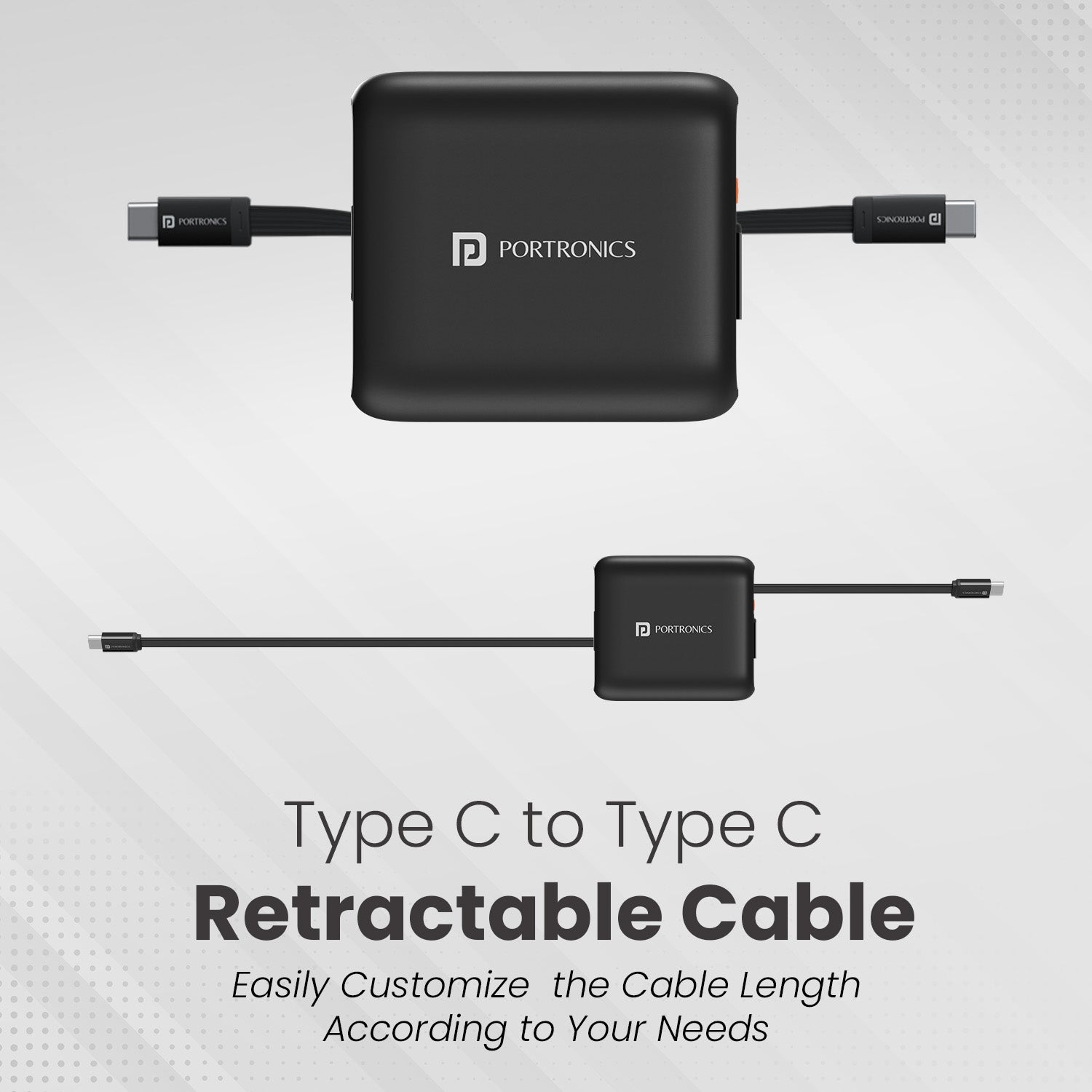 Portronics SnapCase 5 Compact Charging Cable Kit | Ideal for office and outdoor use with USB-A pin, Micro USB pin and 8 pin cable adapters | Perfect for daily charging with a retractable type c to type c cable for fast use | usb cable built for convenient travel