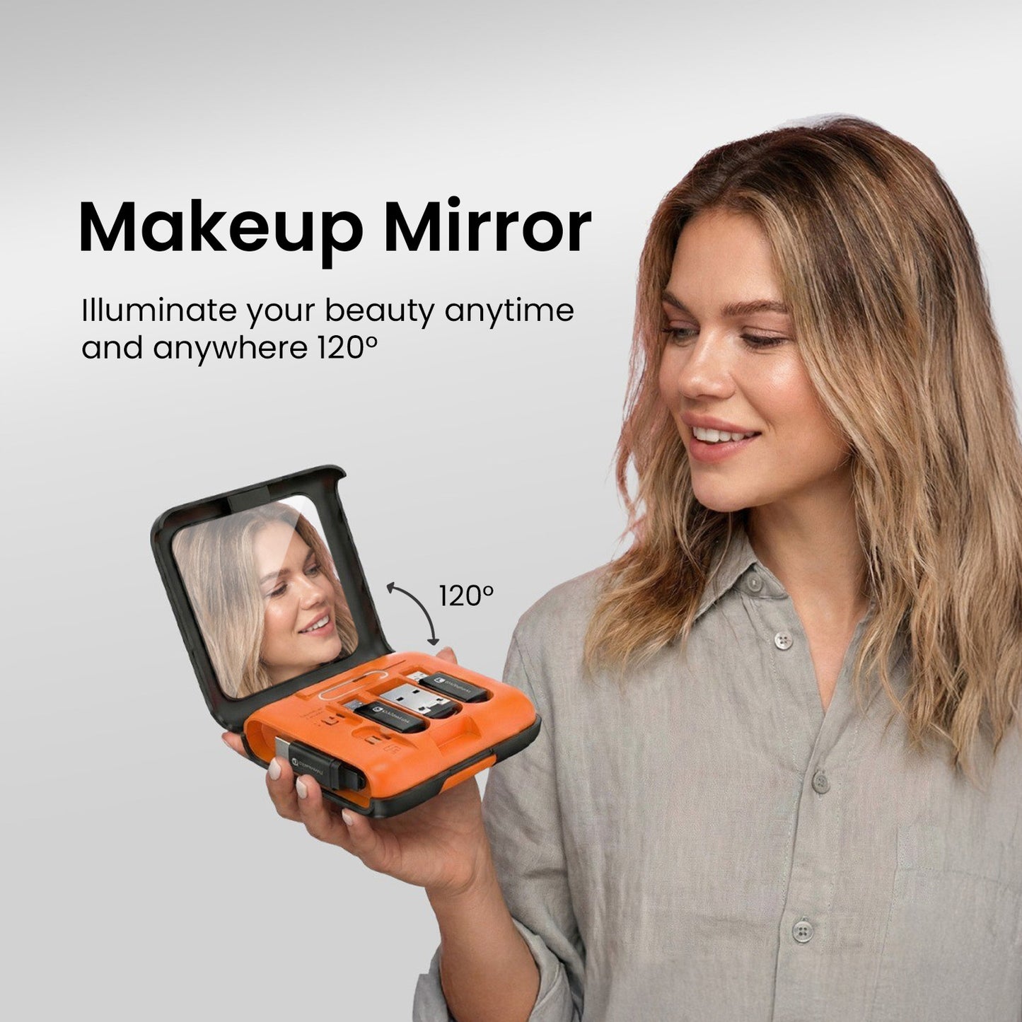 Portronics SnapCase 5 Mobile Charging Gadget | Useful for travellers with SIM toolkit and multipurpose connectors for all devices | Multipurpose Charging Cable built for smart mobility| Best for travel with built-in phone stand and mirror for mobile convenience 