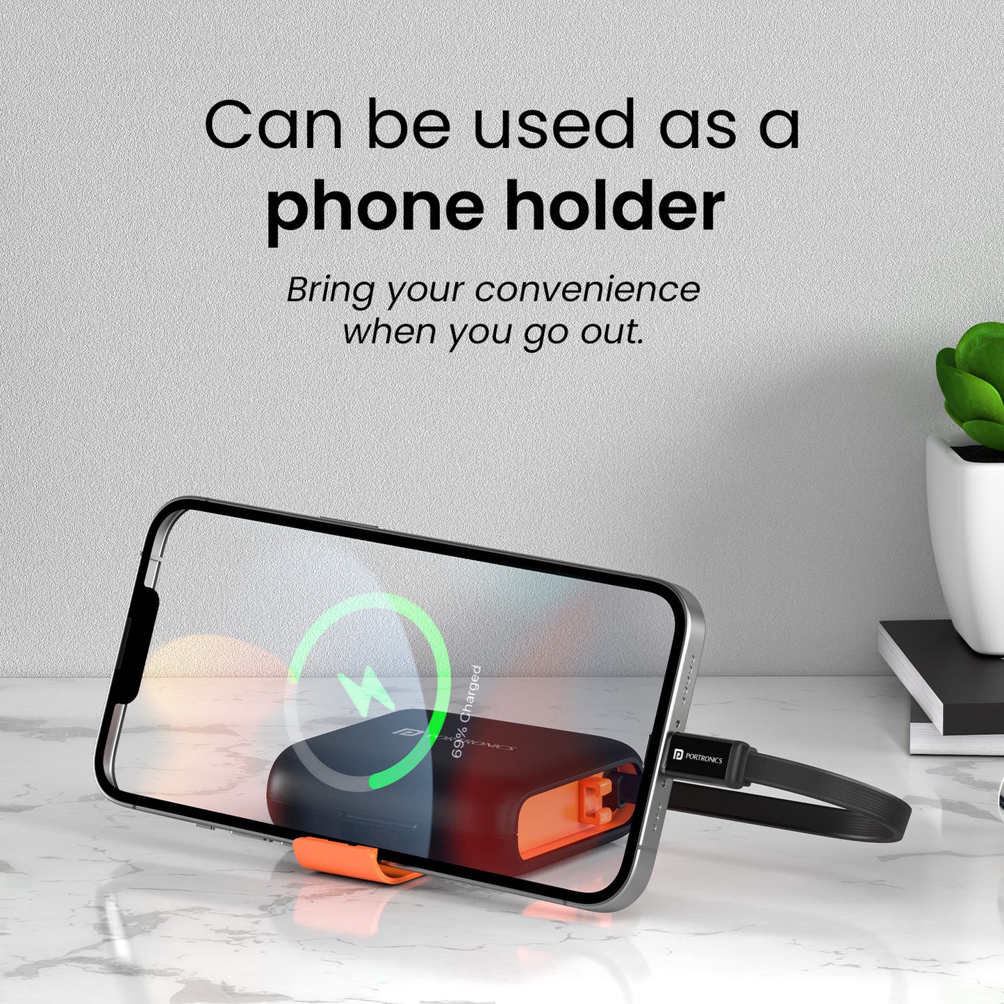 Portronics SnapCase 5 Multipurpose Cable Storage Kit | Great for organising adapters with compact storage and quick-access design | cable offering a neat all-in-one solution| Portronics SnapCase 5 Multipurpose Cable Storage Kit with phone holder