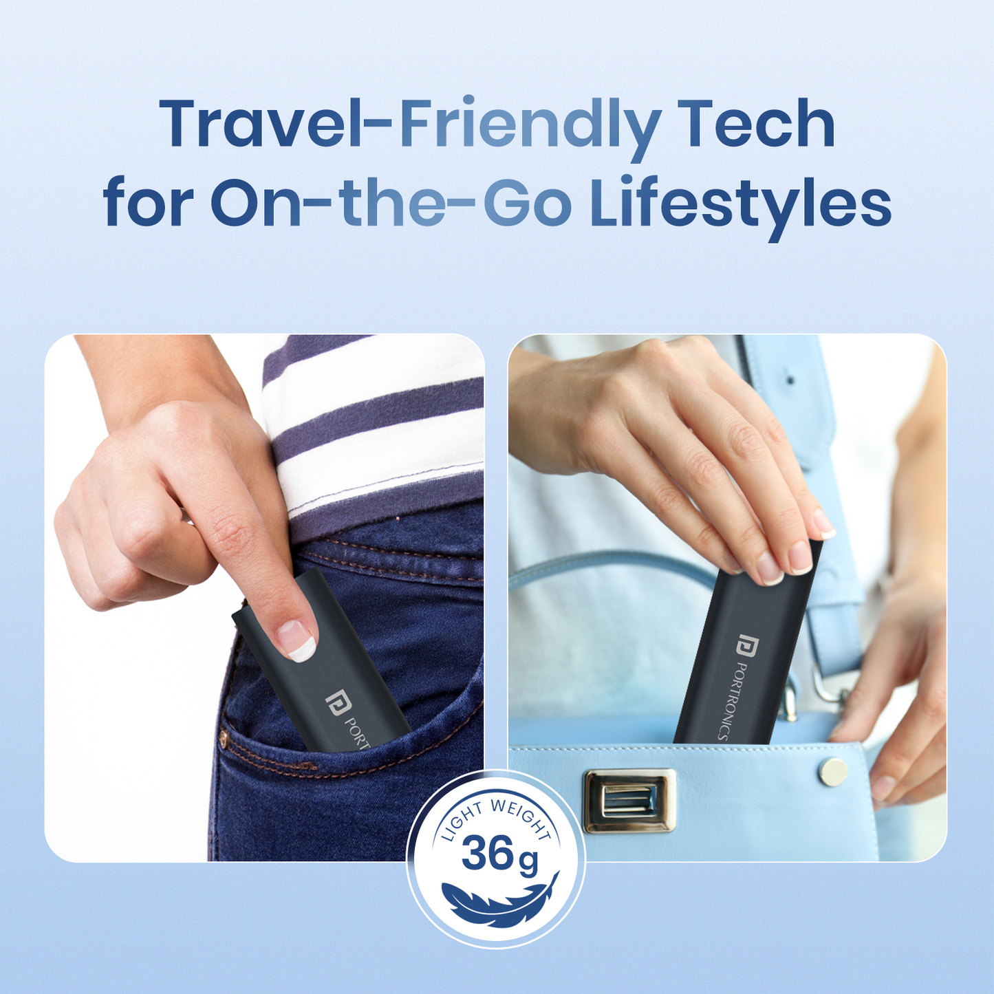 Blue Portronics Snapcase 3 All-in-one charging, syncing, and storage gadget combining multiple functionalities cable case for traveller