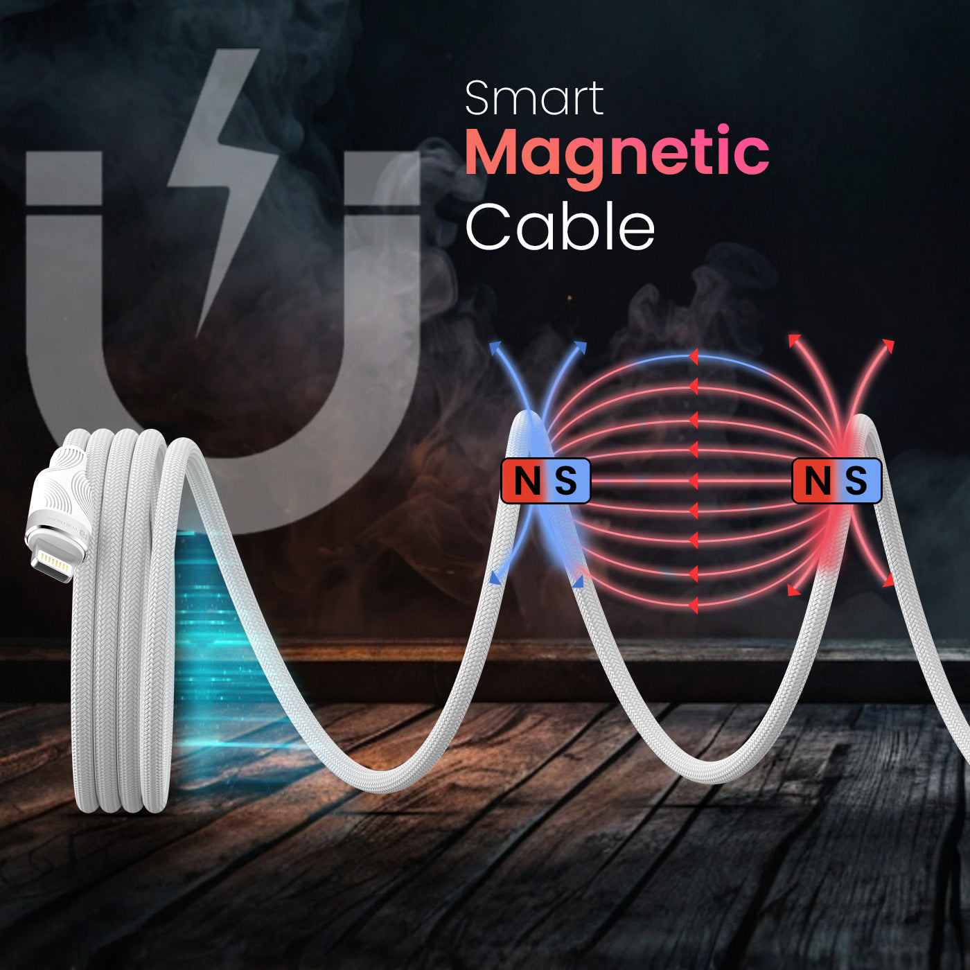 Fast Charging USB Cable – Portronics Snaplink CL Type-C to 8-Pin Magnetic Cable for Home, Office, and Travel Use