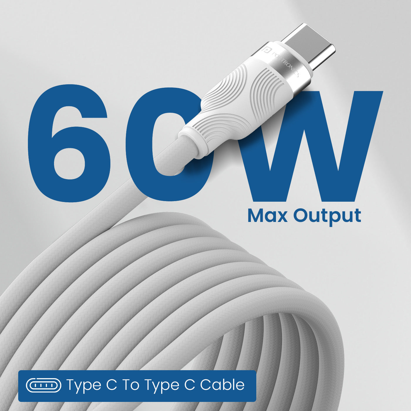 Portronics Snaplink C Square Type C Charging Cable with 60W Output – Ideal USB Charging Cable for Android Devices, Tablets| best type c cable for data transfer