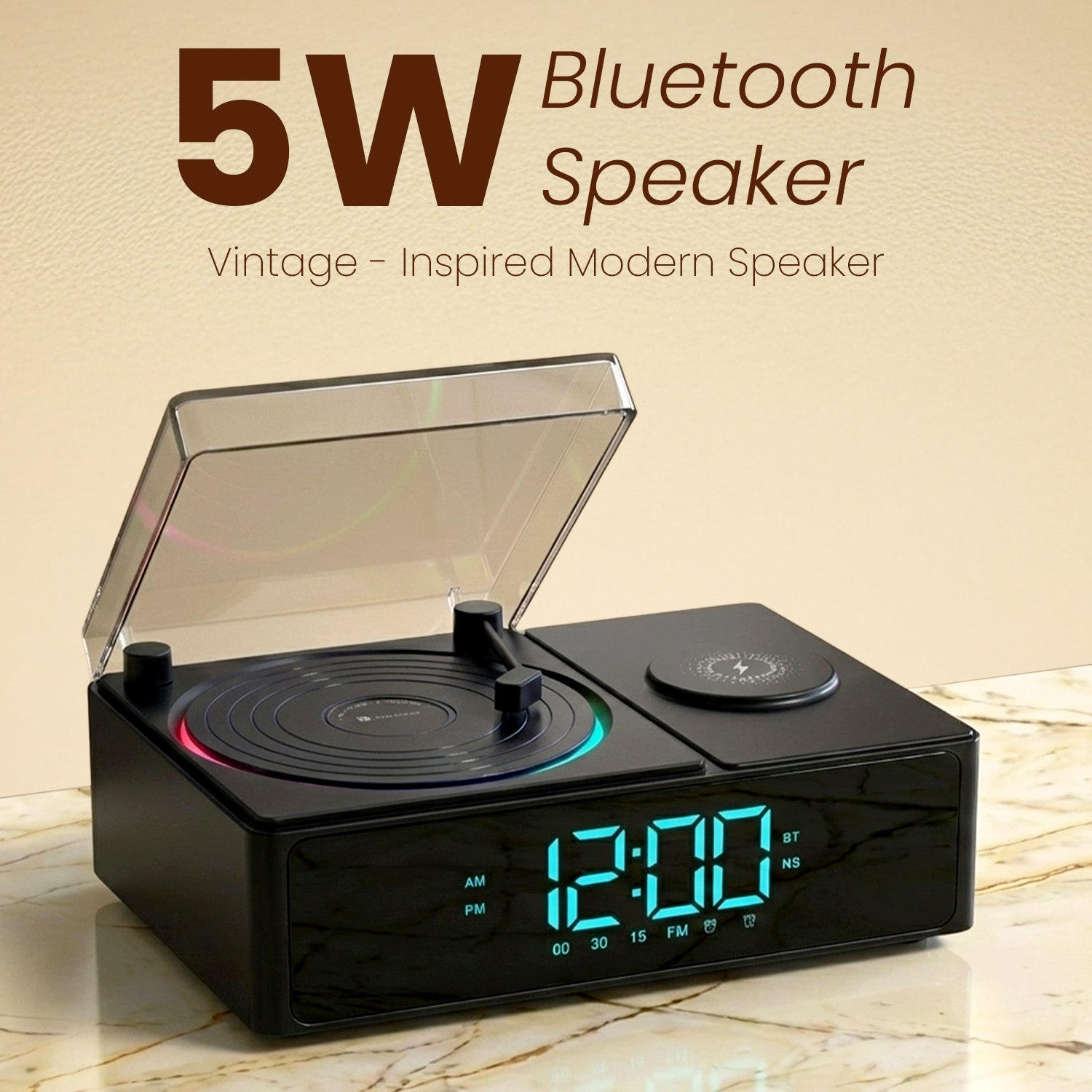 Portronics Sound Flow Portable 5 W Bluetooth Speaker wireless charger under 3000 | Great travel and desk companion offering 5W clear audio and 4-hour playback | A rechargeable speaker designed for portability and effortless charging.