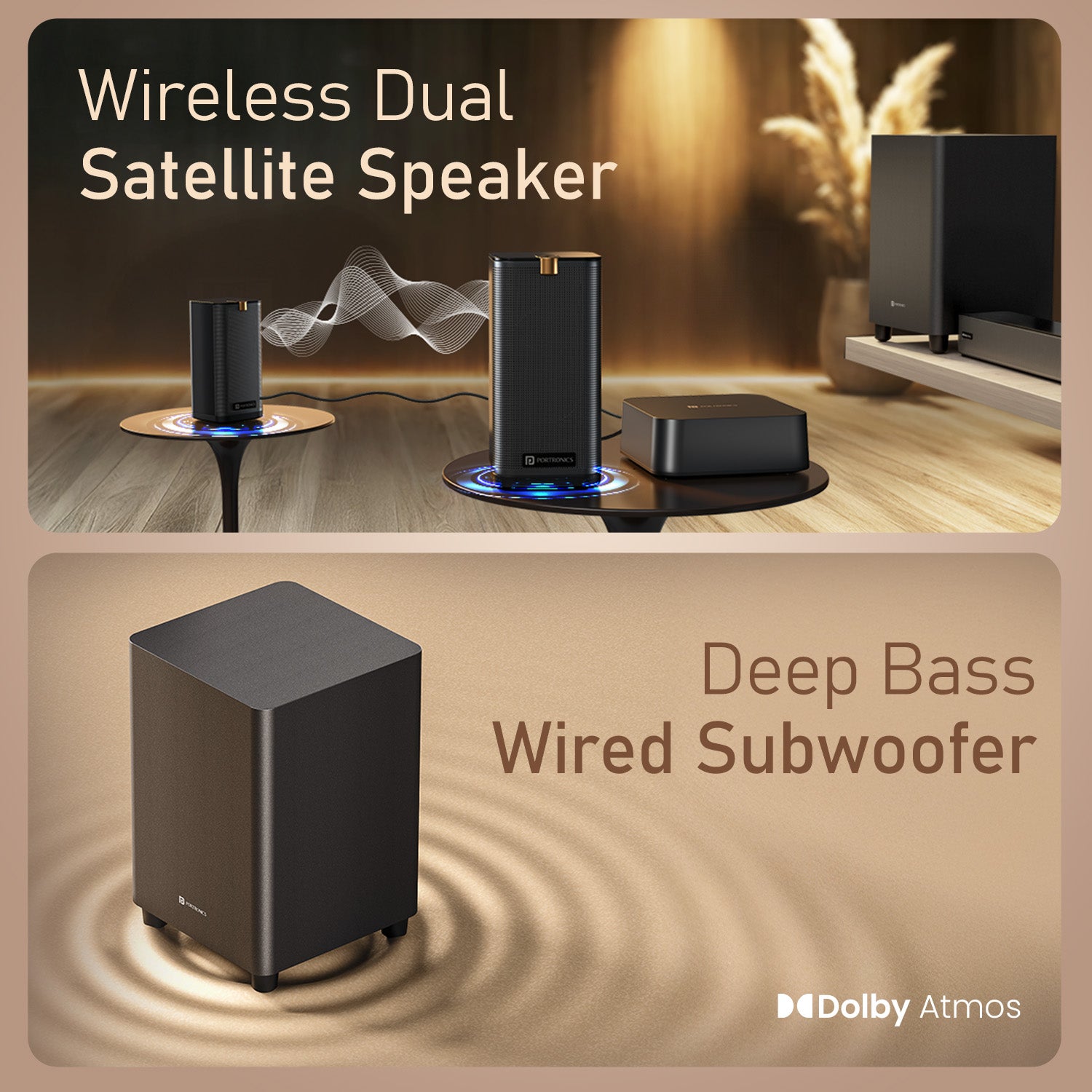 Portronics Sound Slick X1 2.1 Channel Soundbar | Built for balanced audio with subwoofer integration and HDMI ARC connectivity | 2.1 Channel soundbar with subwoofer for daily use
