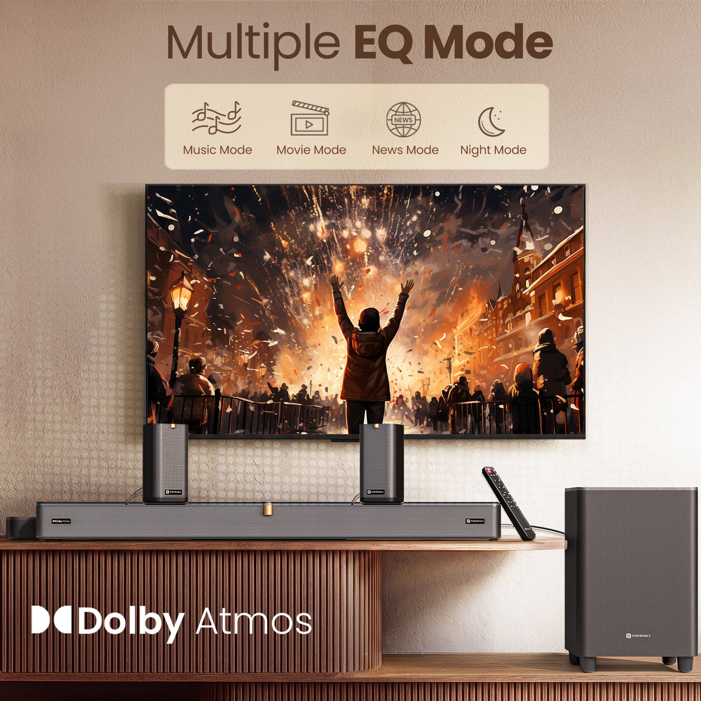 Portronics Sound Slick X1 Bluetooth Soundbars | Suitable for wireless music streaming with Bluetooth 5.3 and Dolby sound tuning | Bluetooth soundbars offering stable connectivity